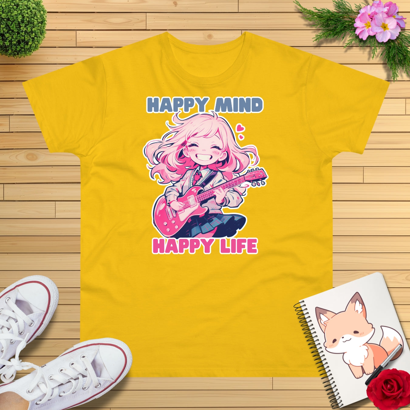 Anime Girl spielt E-Gitarre T-Shirt