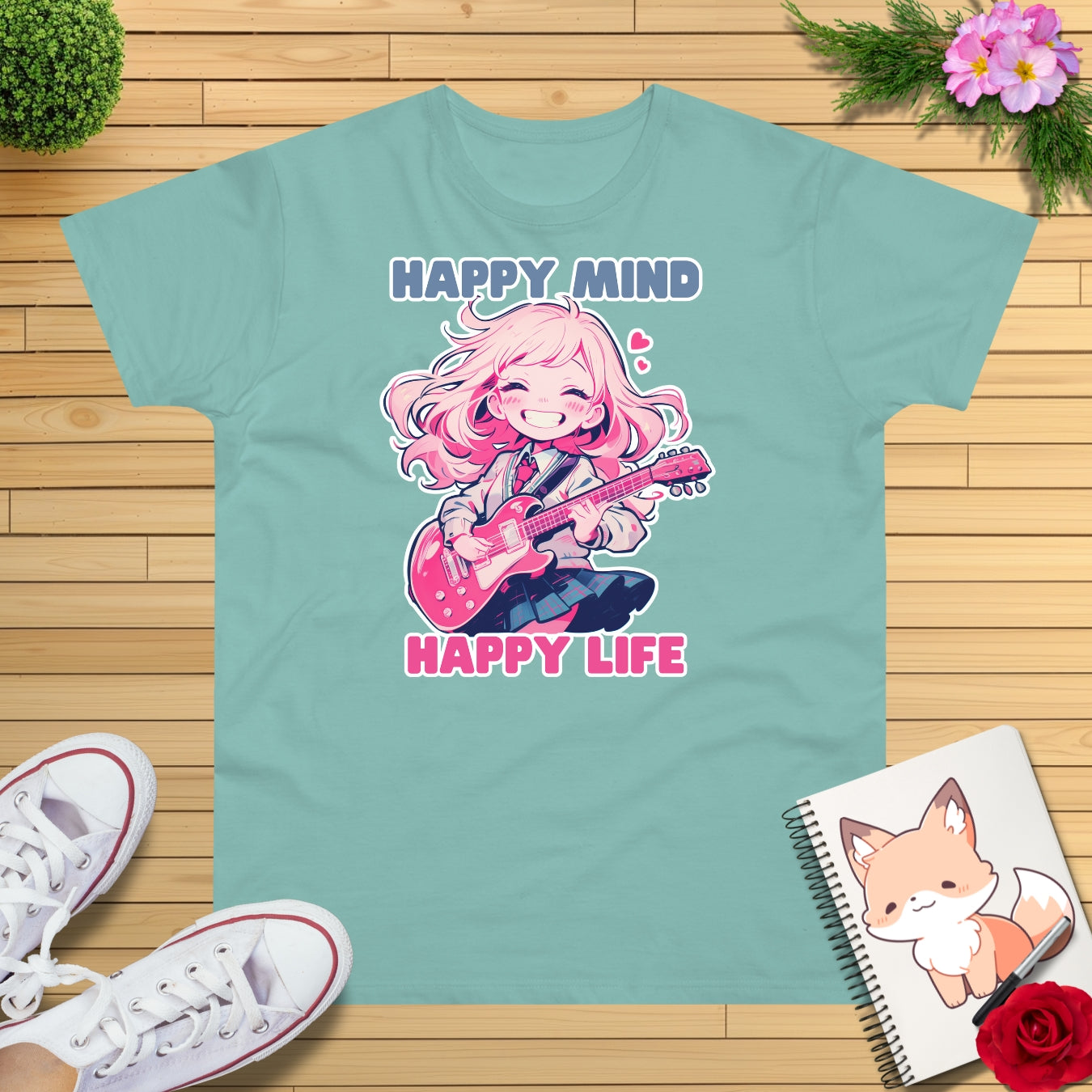 Anime Girl spielt E-Gitarre T-Shirt