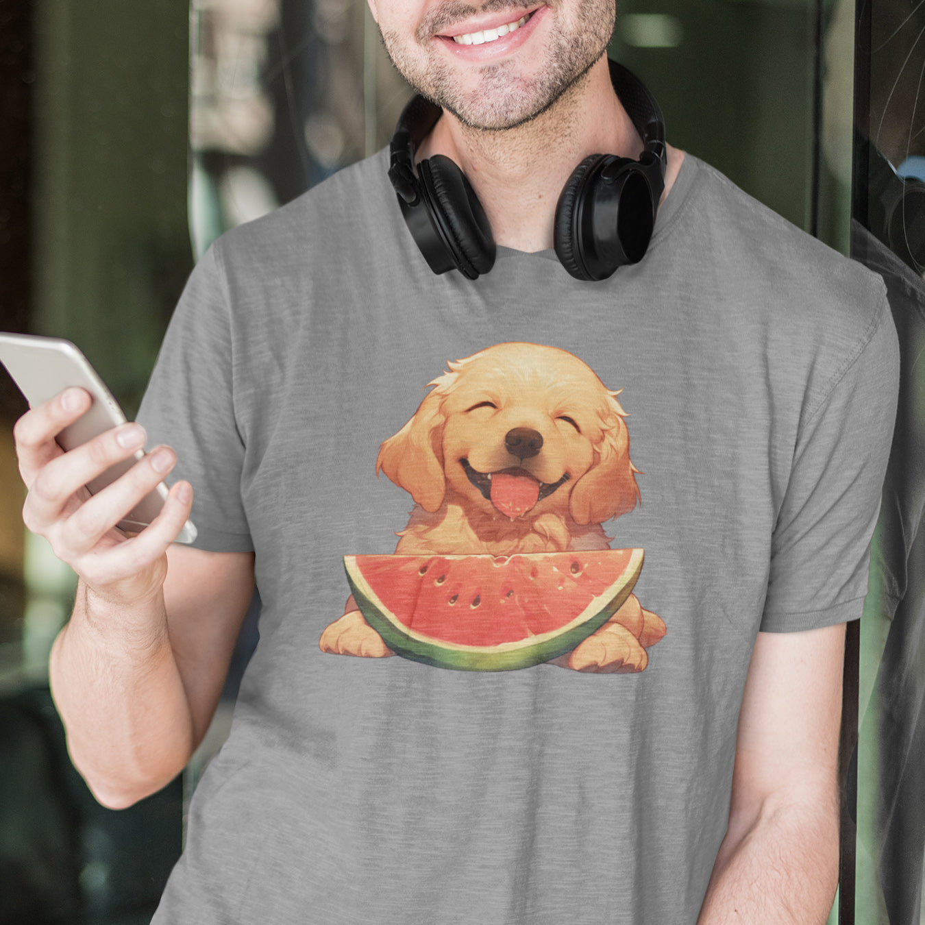 Golden Retriever mit Wassermelone T-Shirt