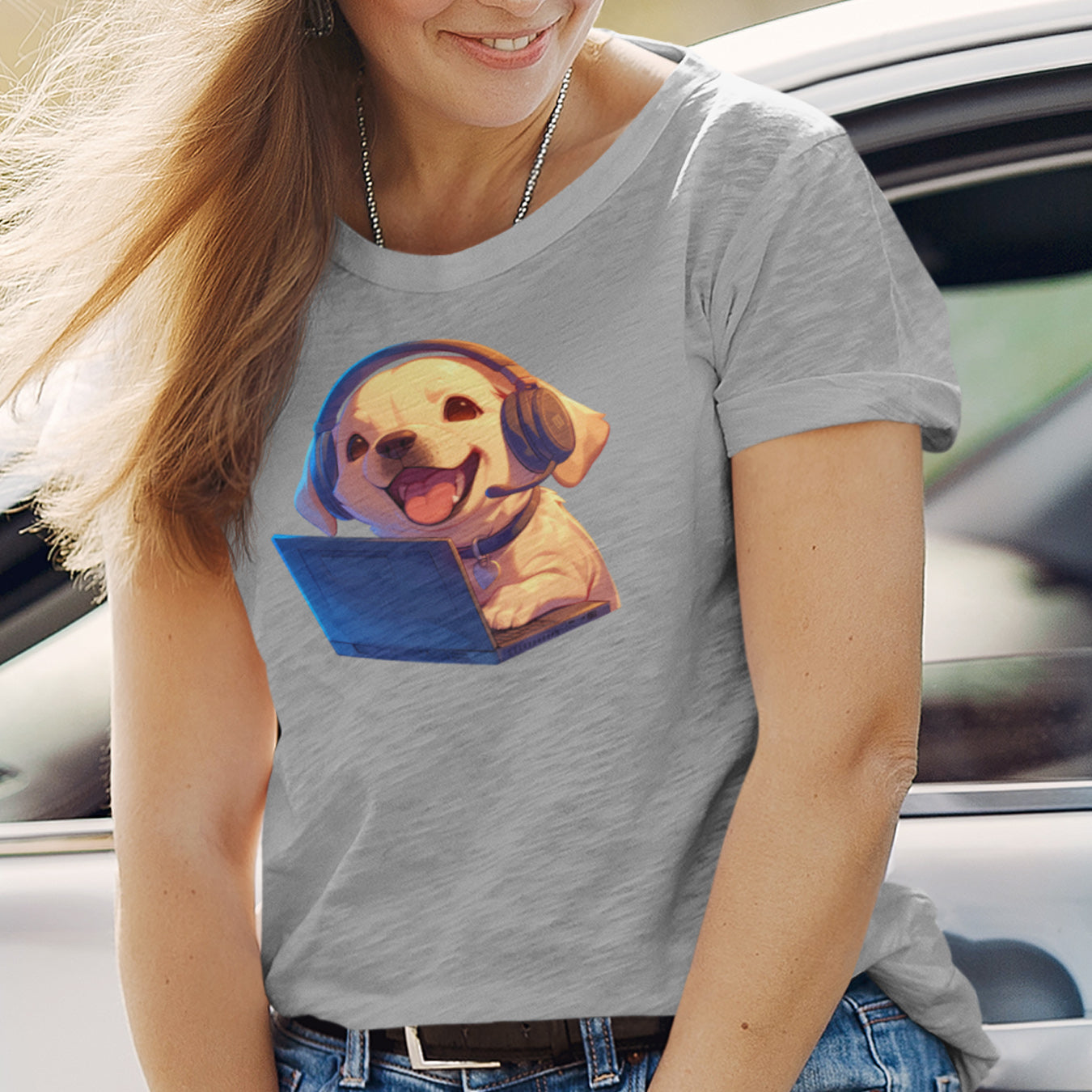 Kawaii Labrador am Laptop T-Shirt