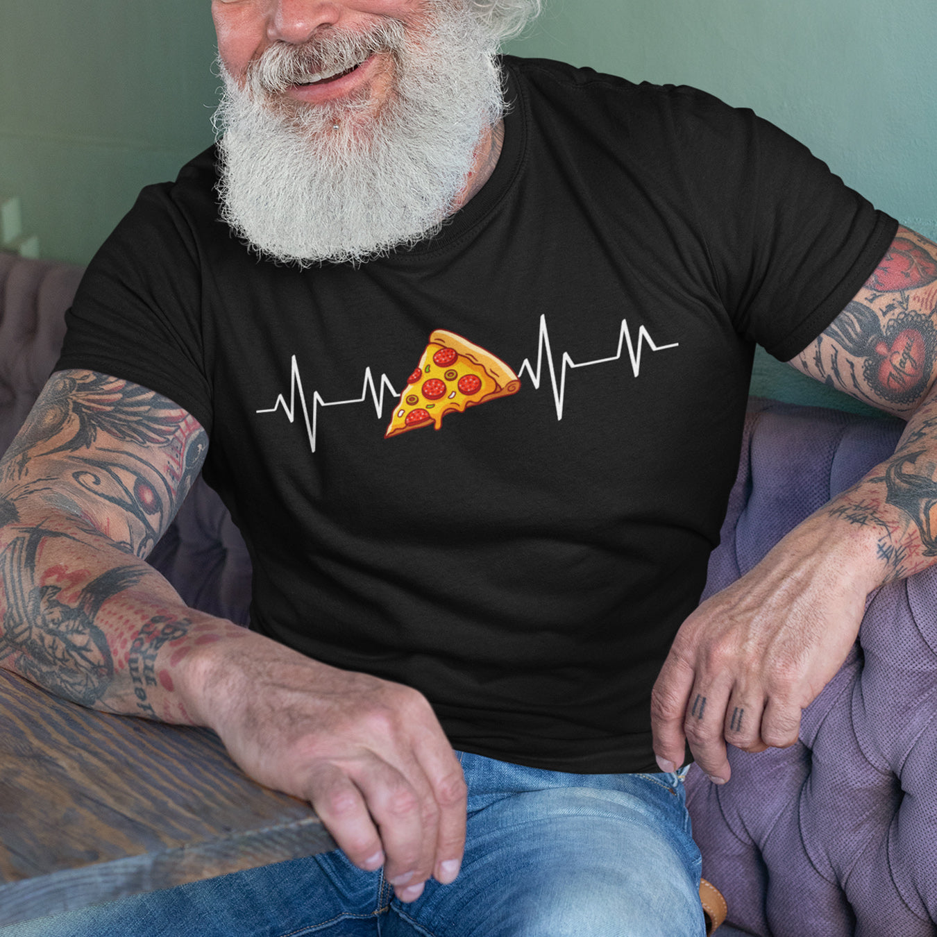 Pizza Herzschlag EKG T-Shirt