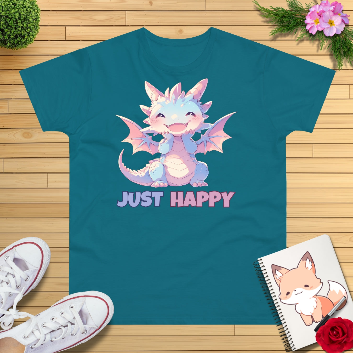 Just Happy Kawaii Drache T-Shirt