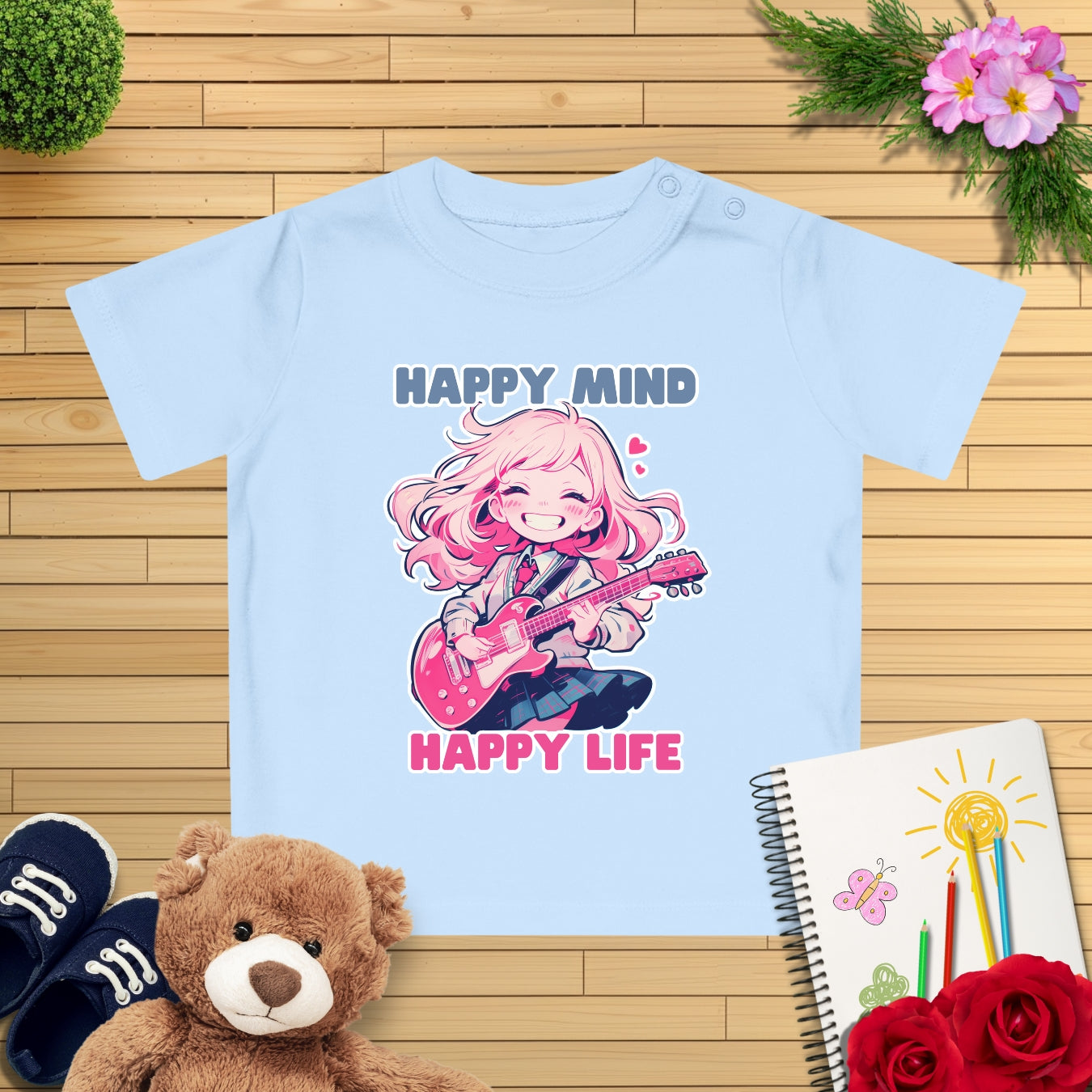 Anime Girl E-Gitarre Baby T-Shirt
