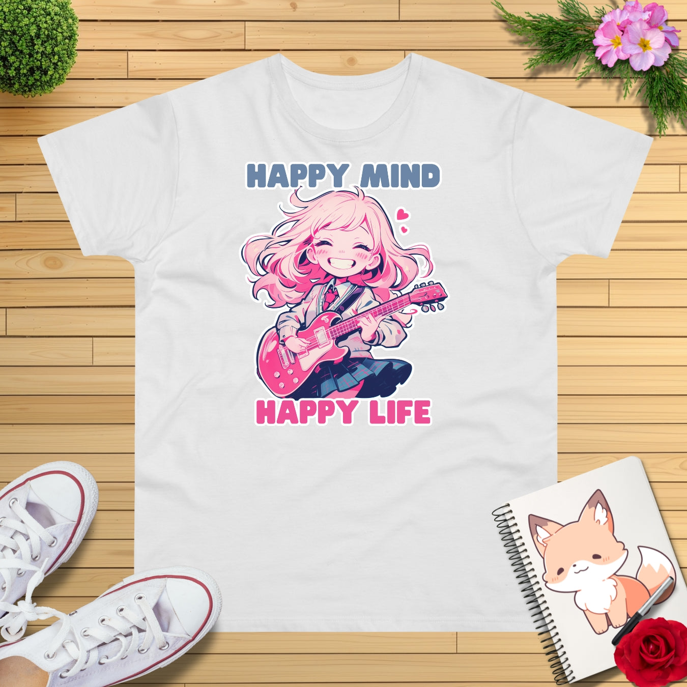 Anime Girl spielt E-Gitarre T-Shirt