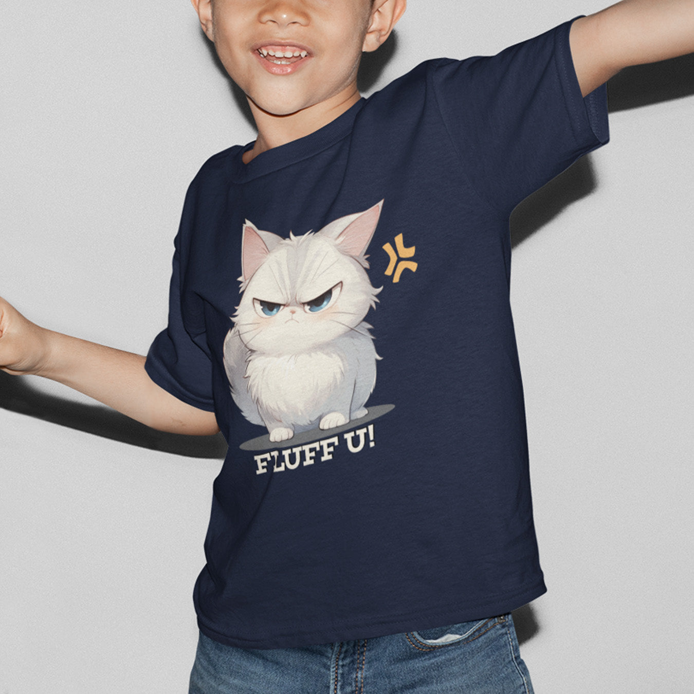 Katze Fluff U Kinder T-Shirt