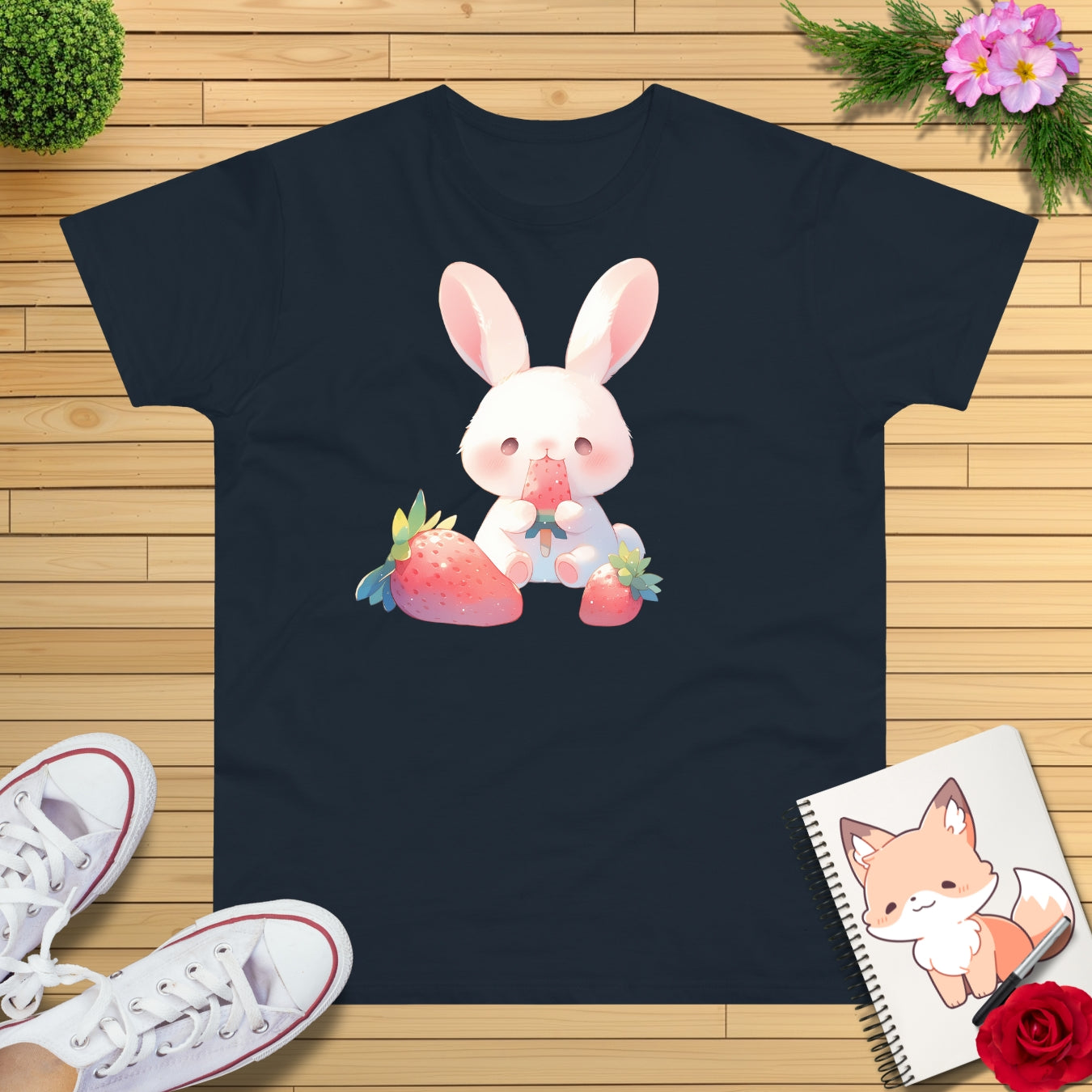Erdbeereis Hase T-Shirt