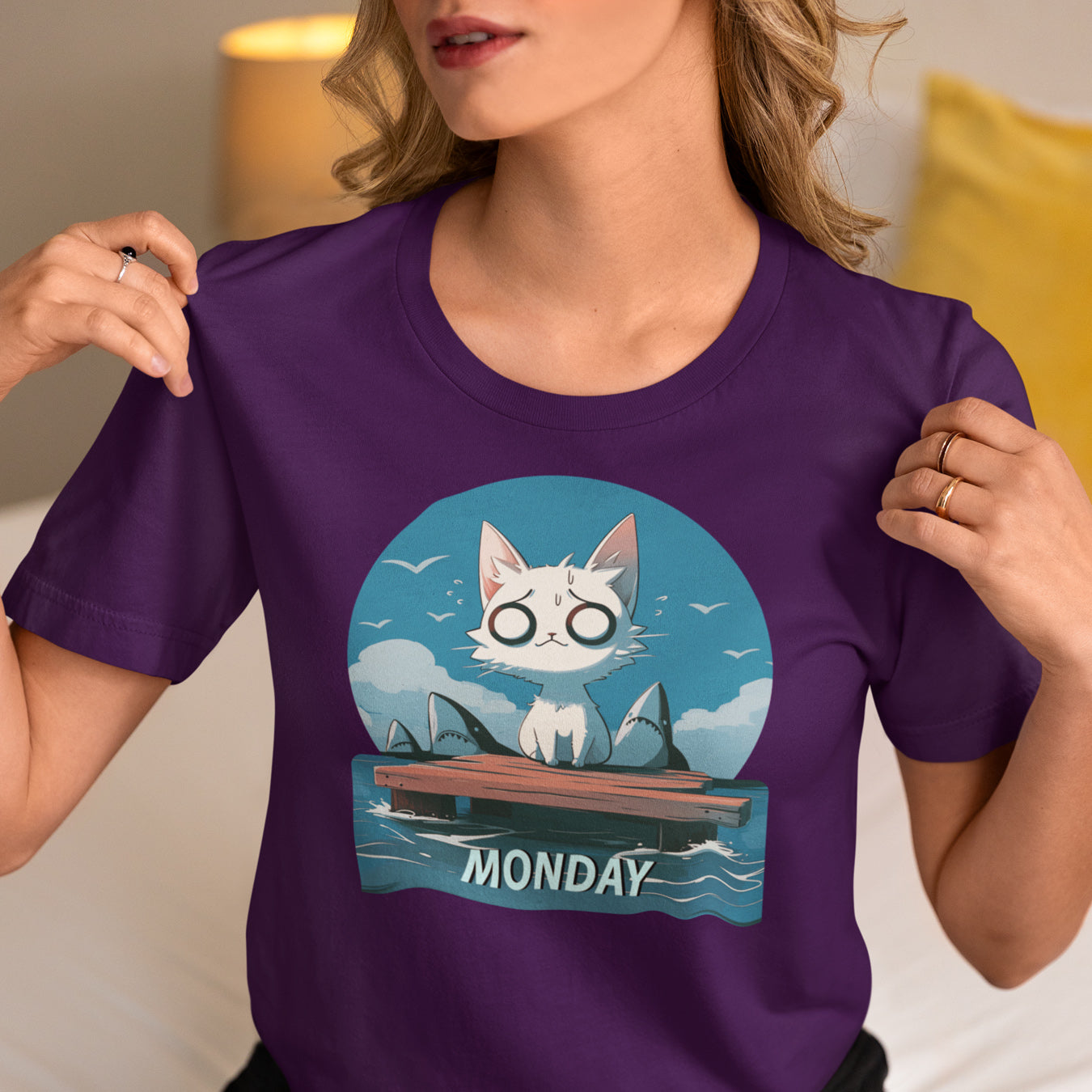 Monday Kitten mit Haien T-shirt