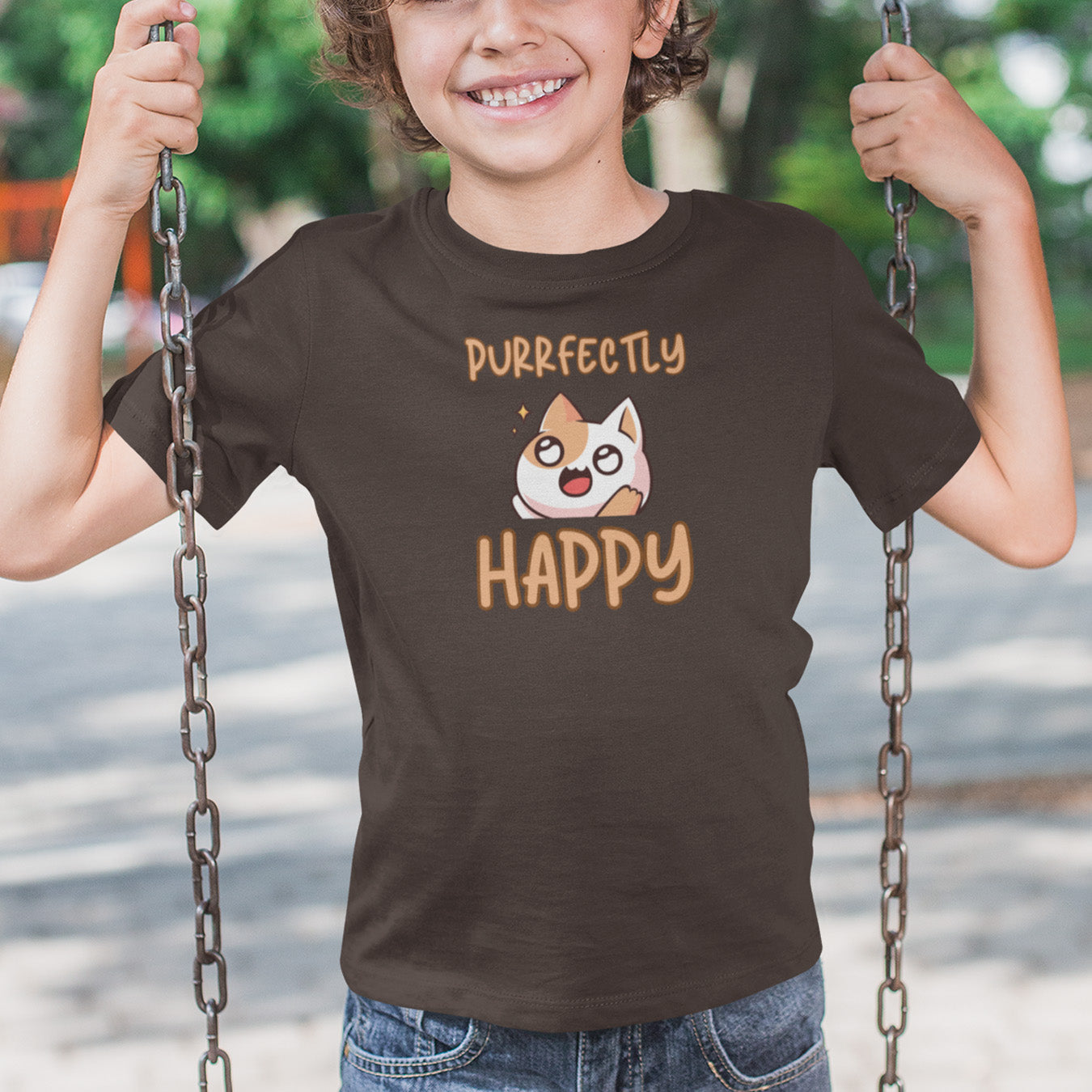Purrfectly Happy Katze Kinder T-Shirt