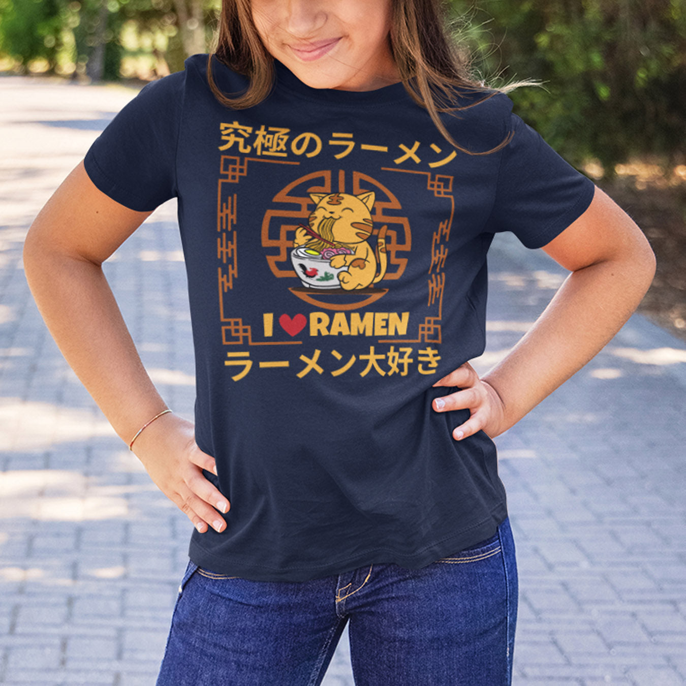Love Ramen Katze Kinder T-Shirt