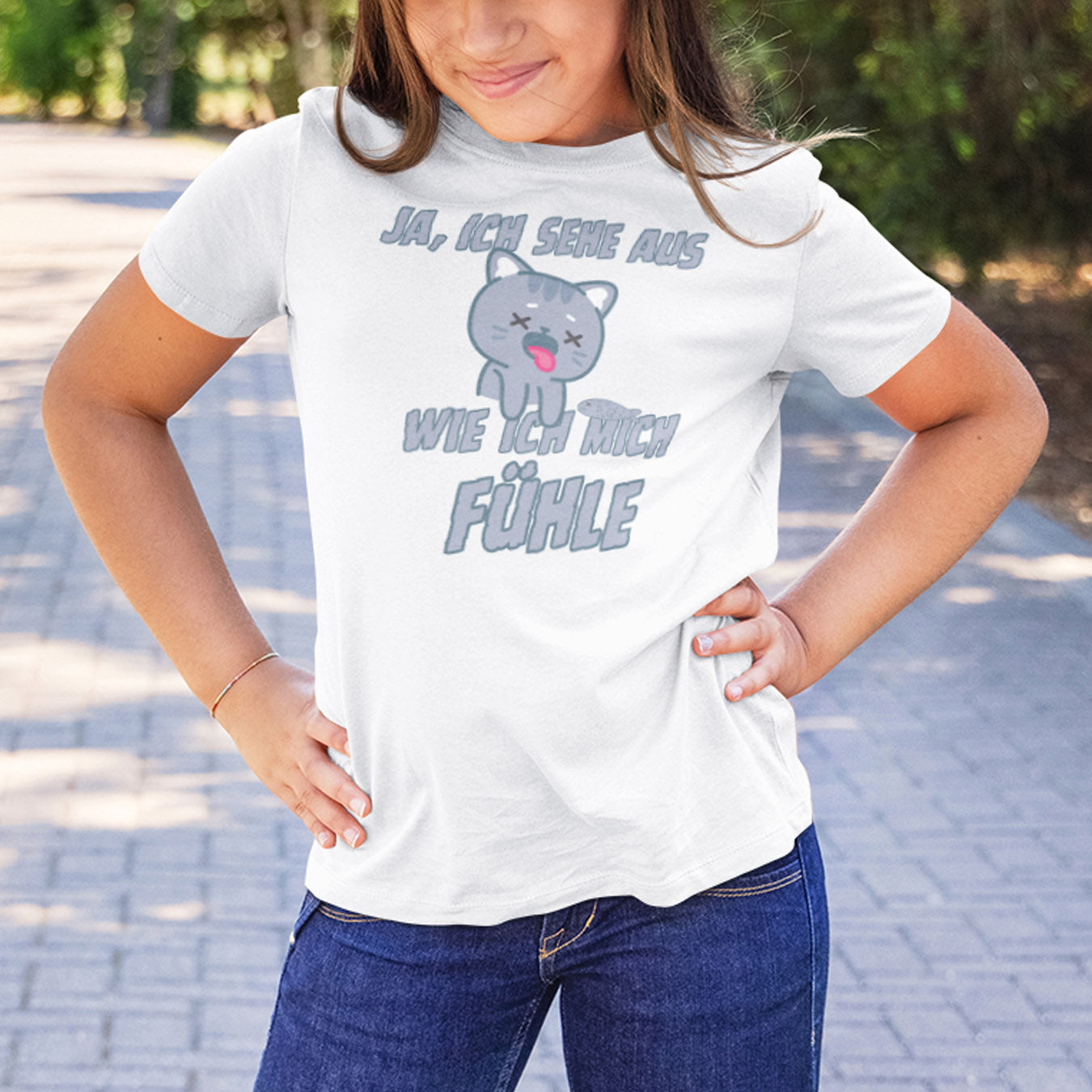 kranke Katze Kinder T-Shirt