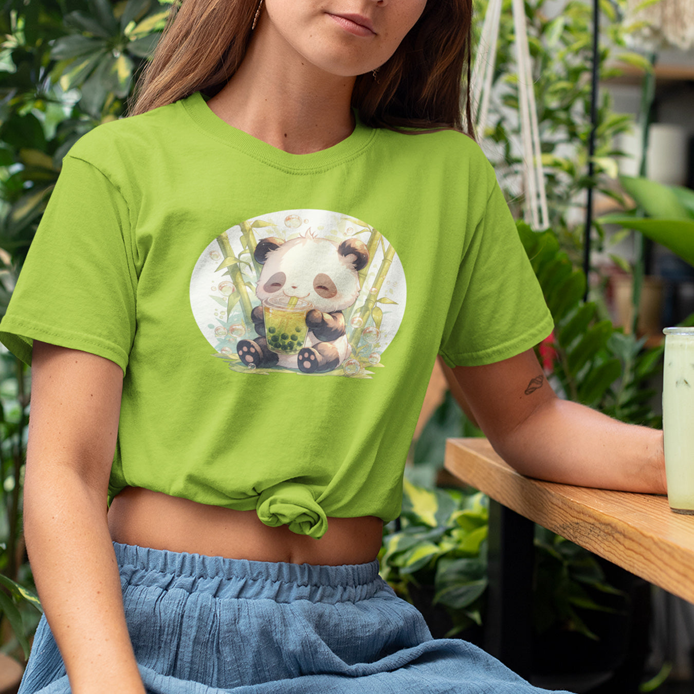 Happy Panda mit Bubble Tea T-Shirt