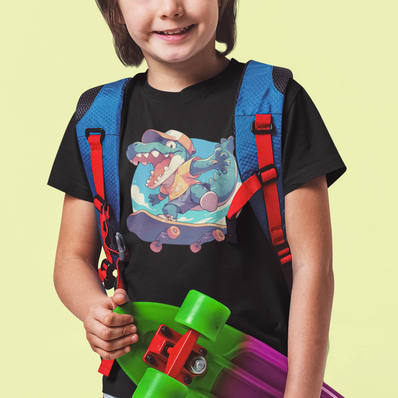 Skateboard Krokodil Jump Kinder T-Shirt