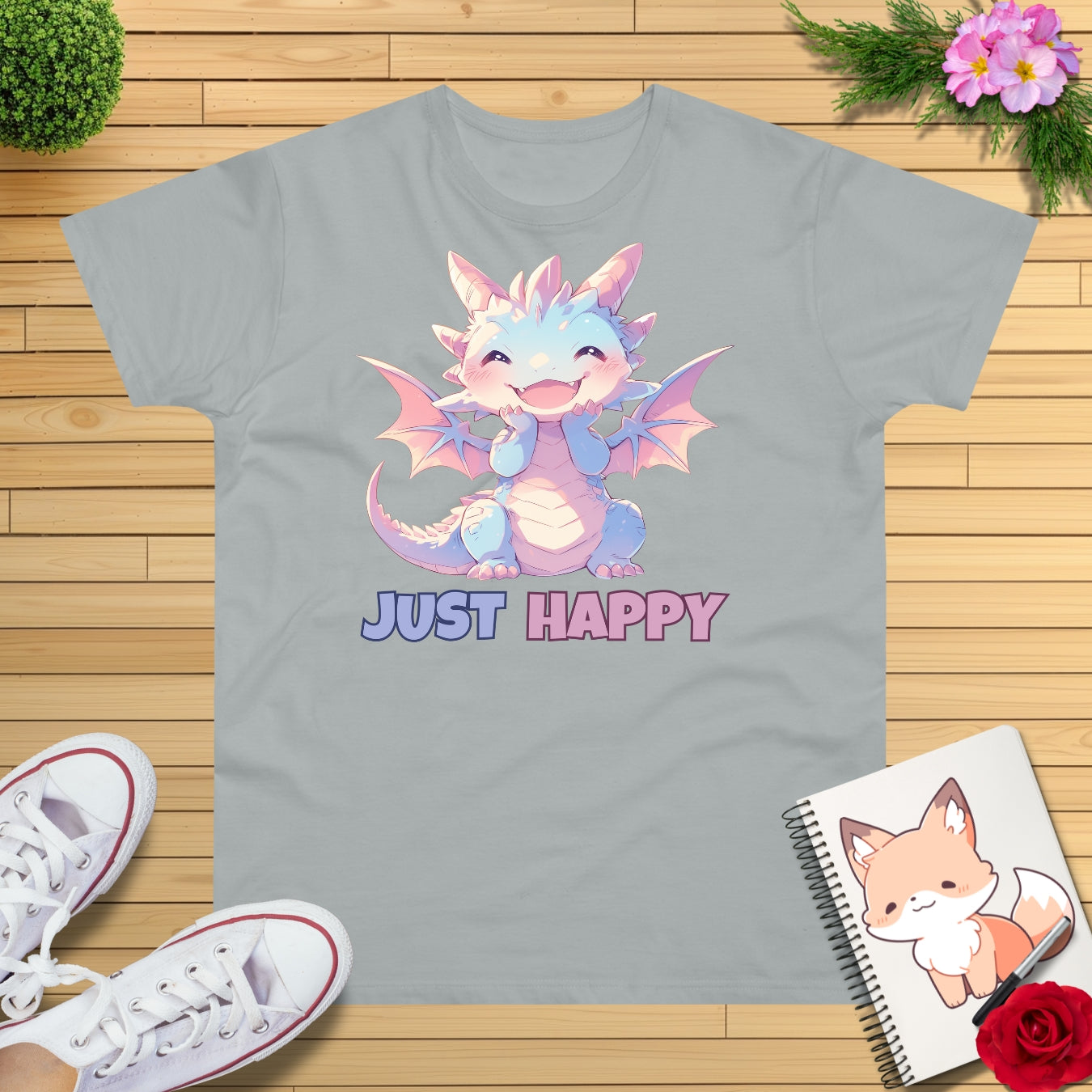 Just Happy Kawaii Drache T-Shirt