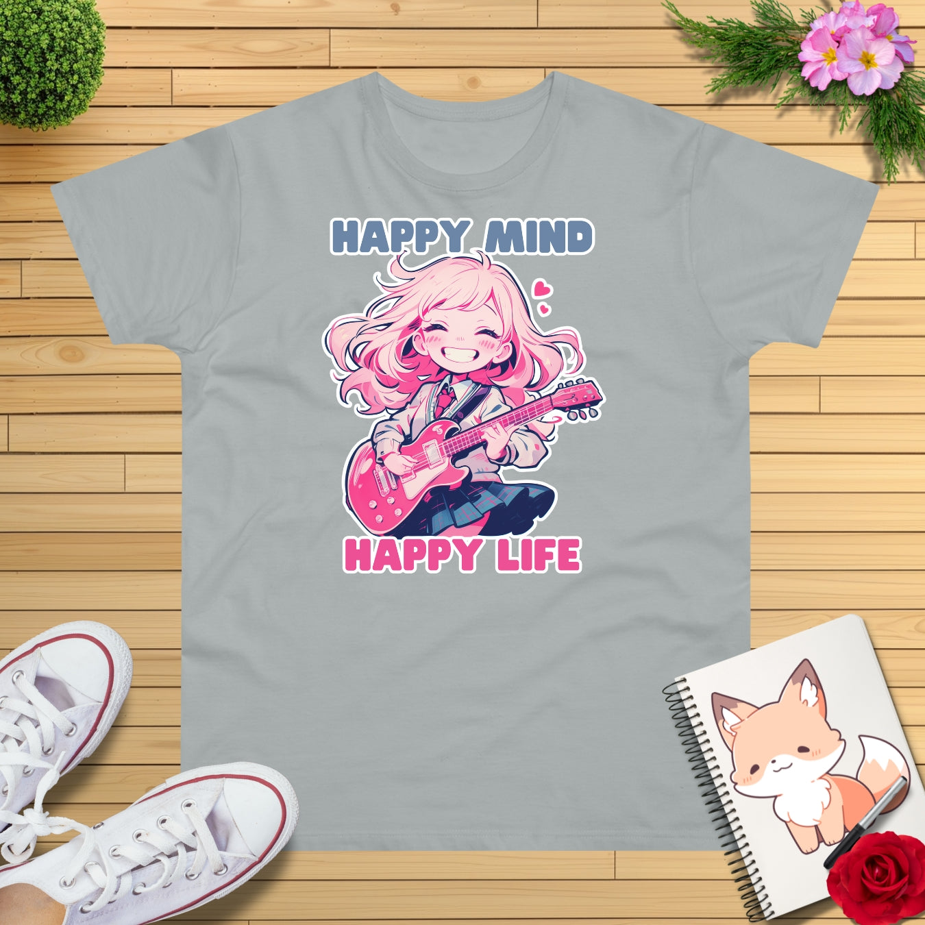 Anime Girl spielt E-Gitarre T-Shirt