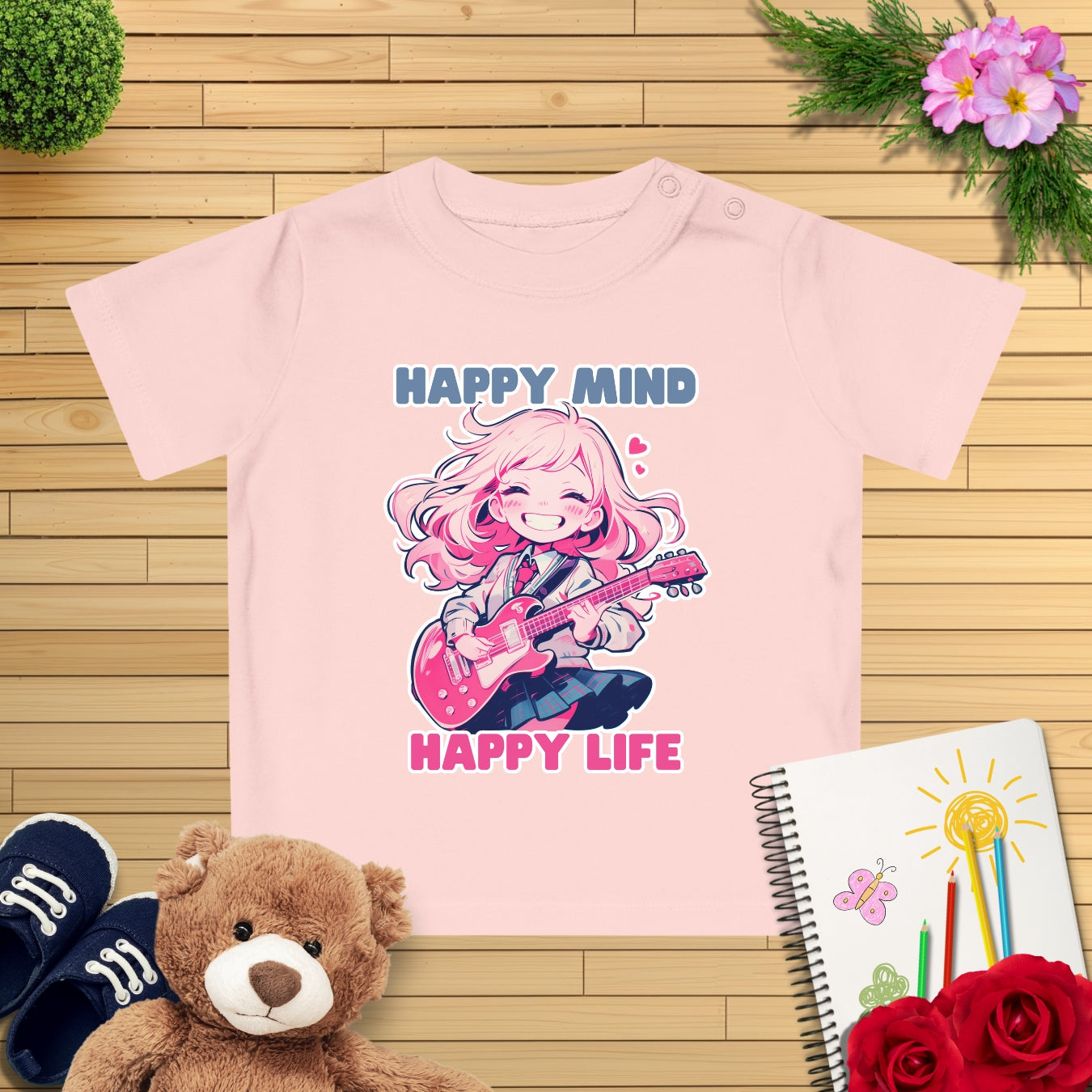 Anime Girl E-Gitarre Baby T-Shirt