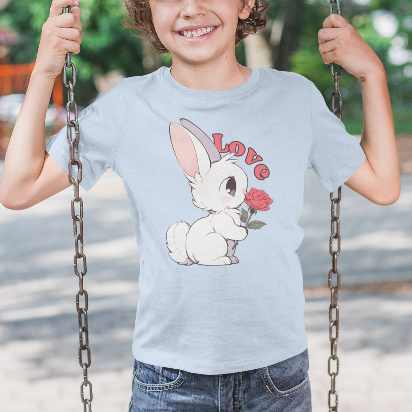 Häschen mit Rose Kinder T-Shirt