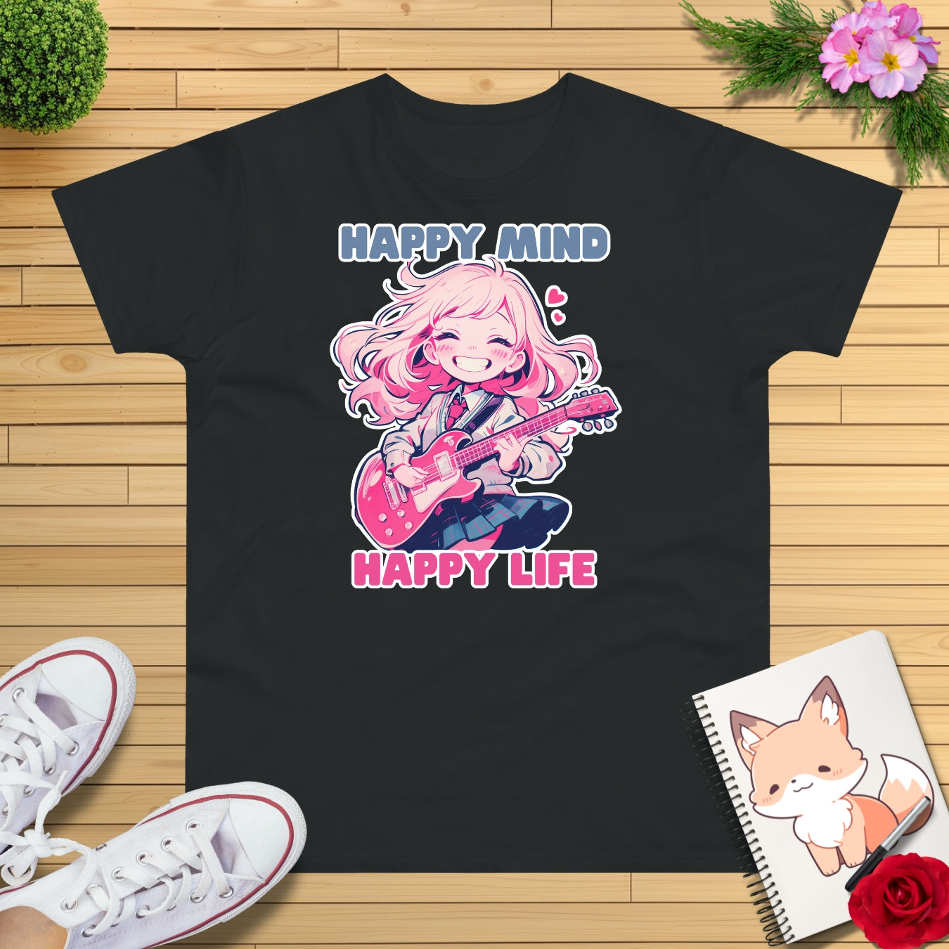 Anime Girl spielt E-Gitarre T-Shirt