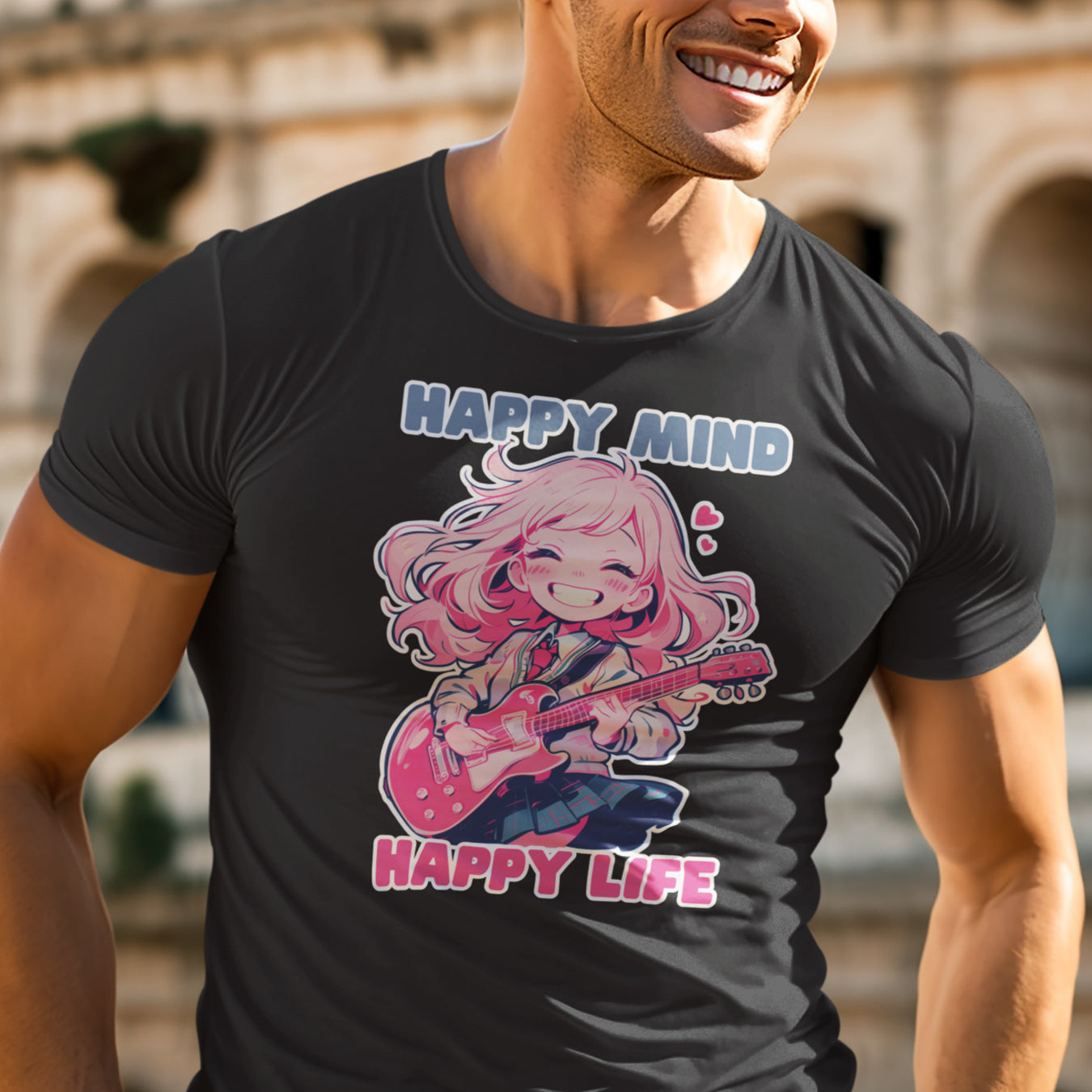 Anime Girl spielt E-Gitarre T-Shirt