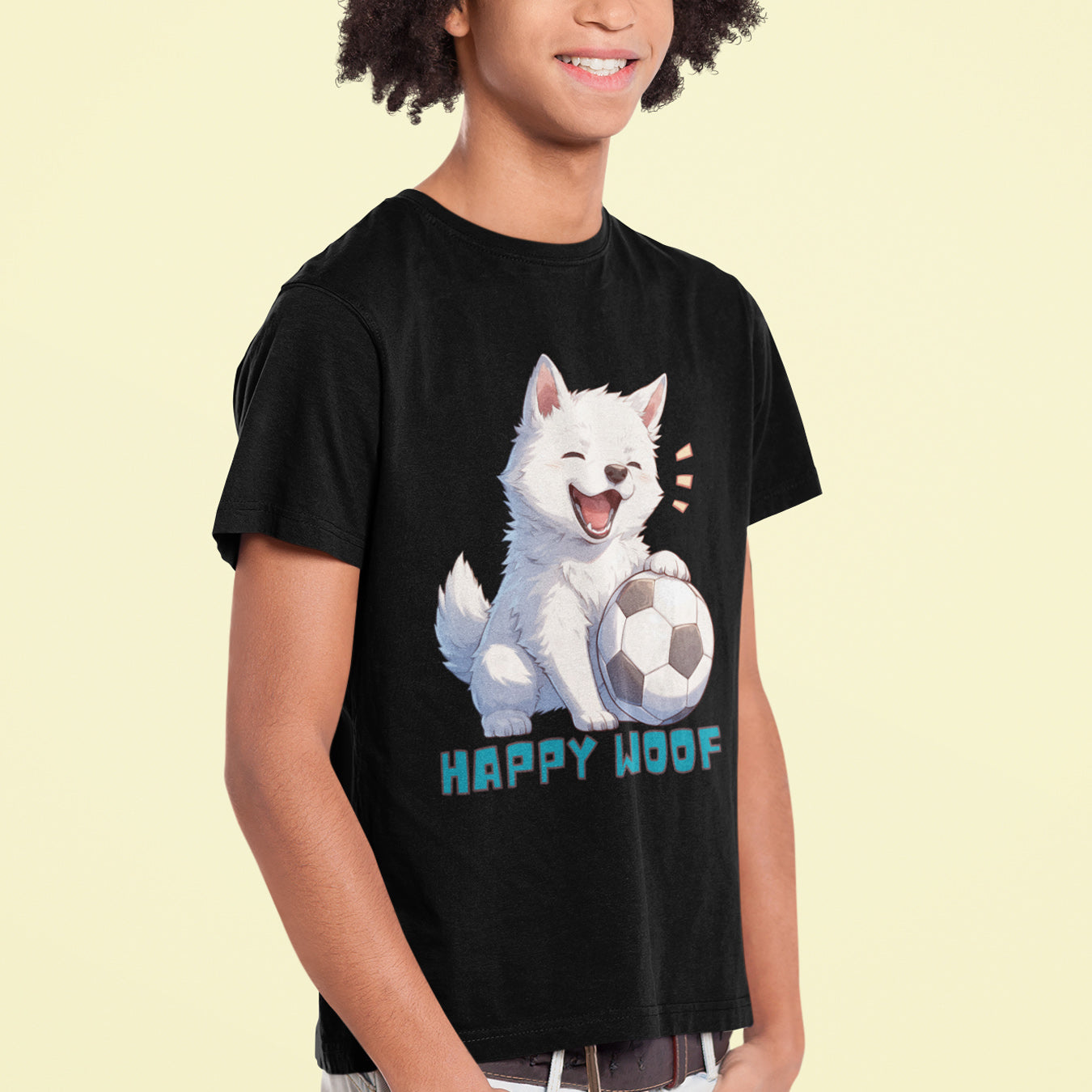 Happy Fußball Hund Kinder T-Shirt