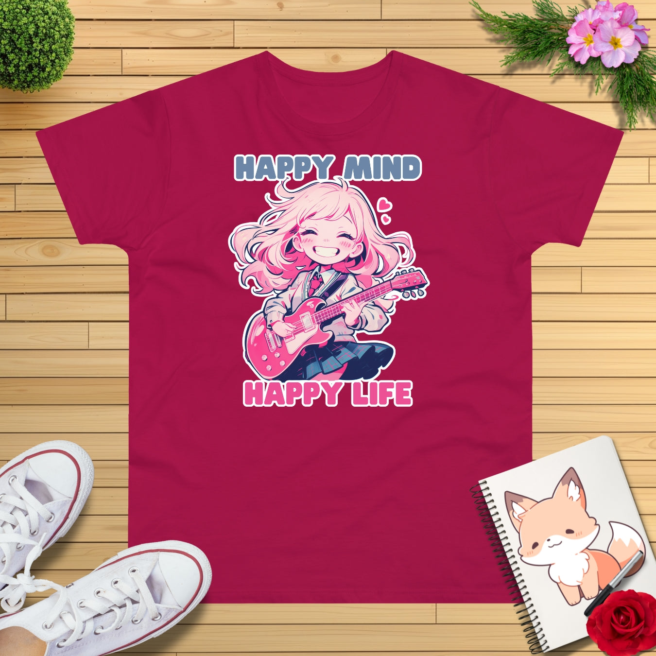 Anime Girl spielt E-Gitarre T-Shirt