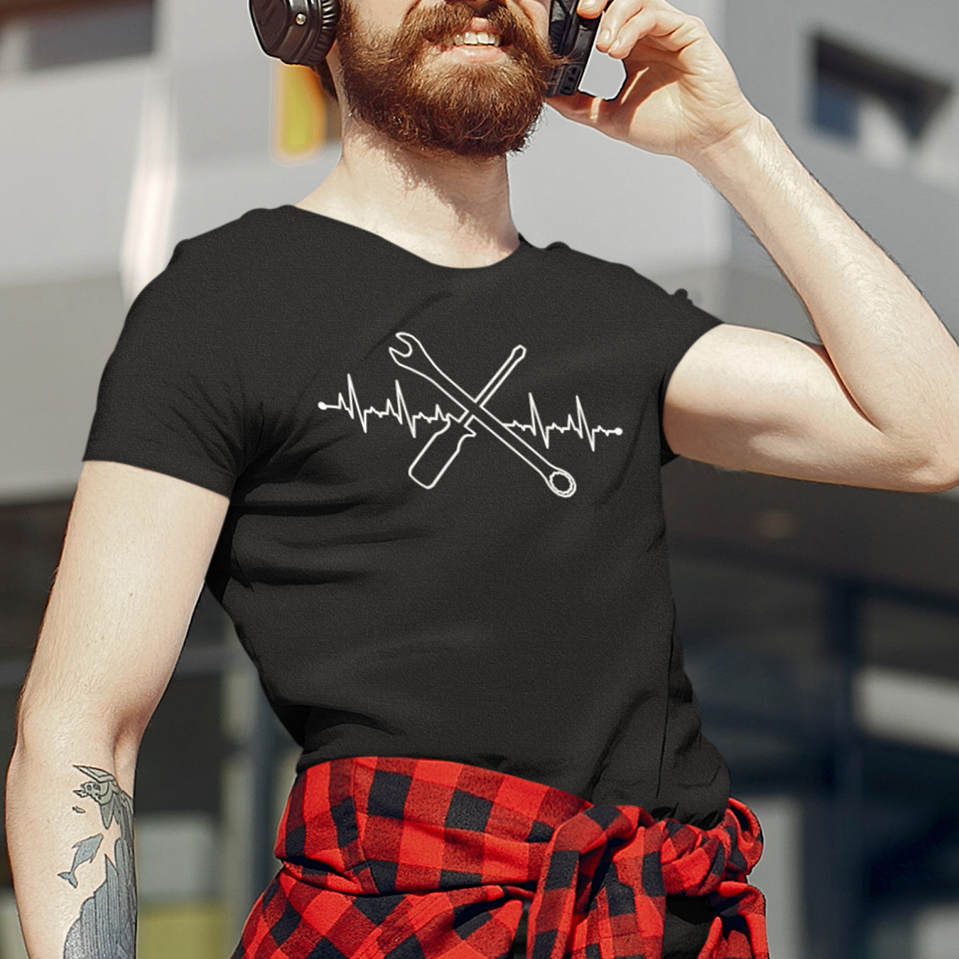 Herzschlag EKG Mechaniker T-Shirt