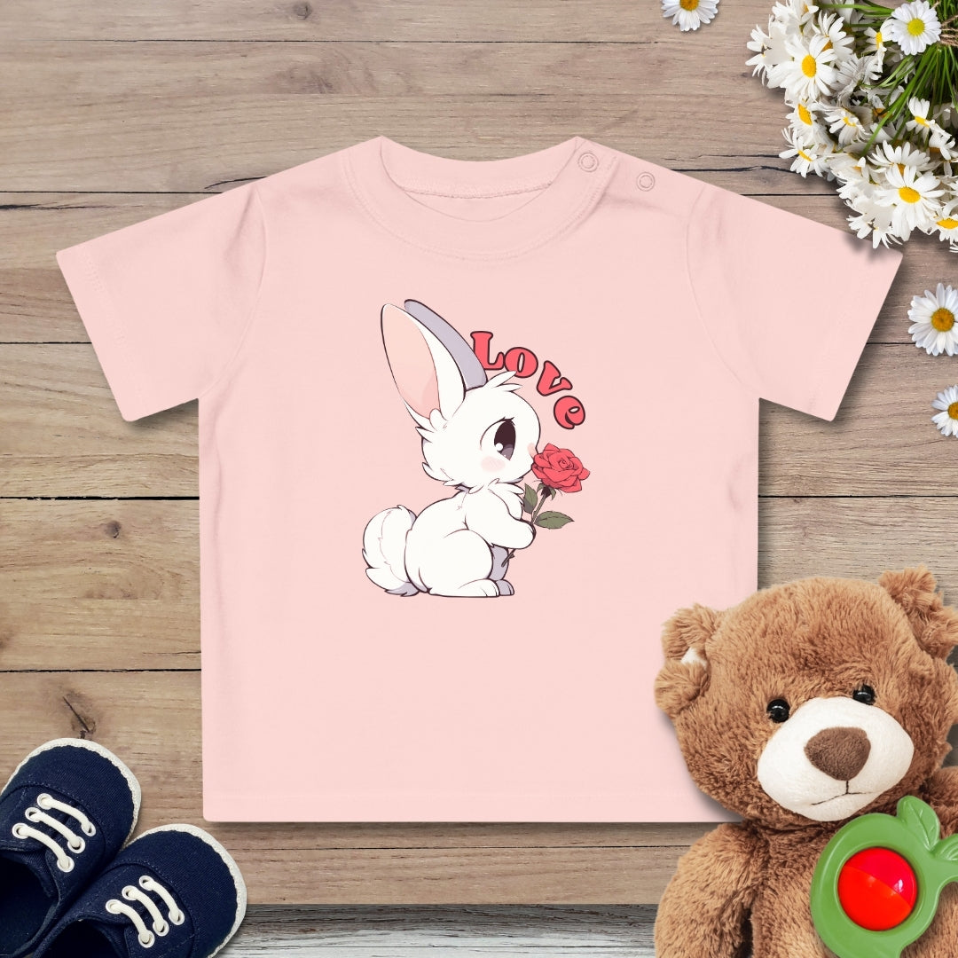 Häschen mit Rose Baby T-Shirt