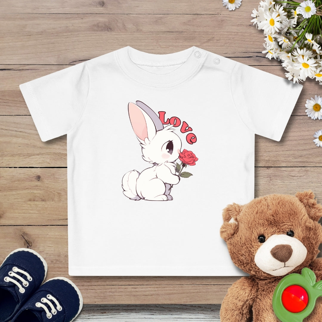 Häschen mit Rose Baby T-Shirt
