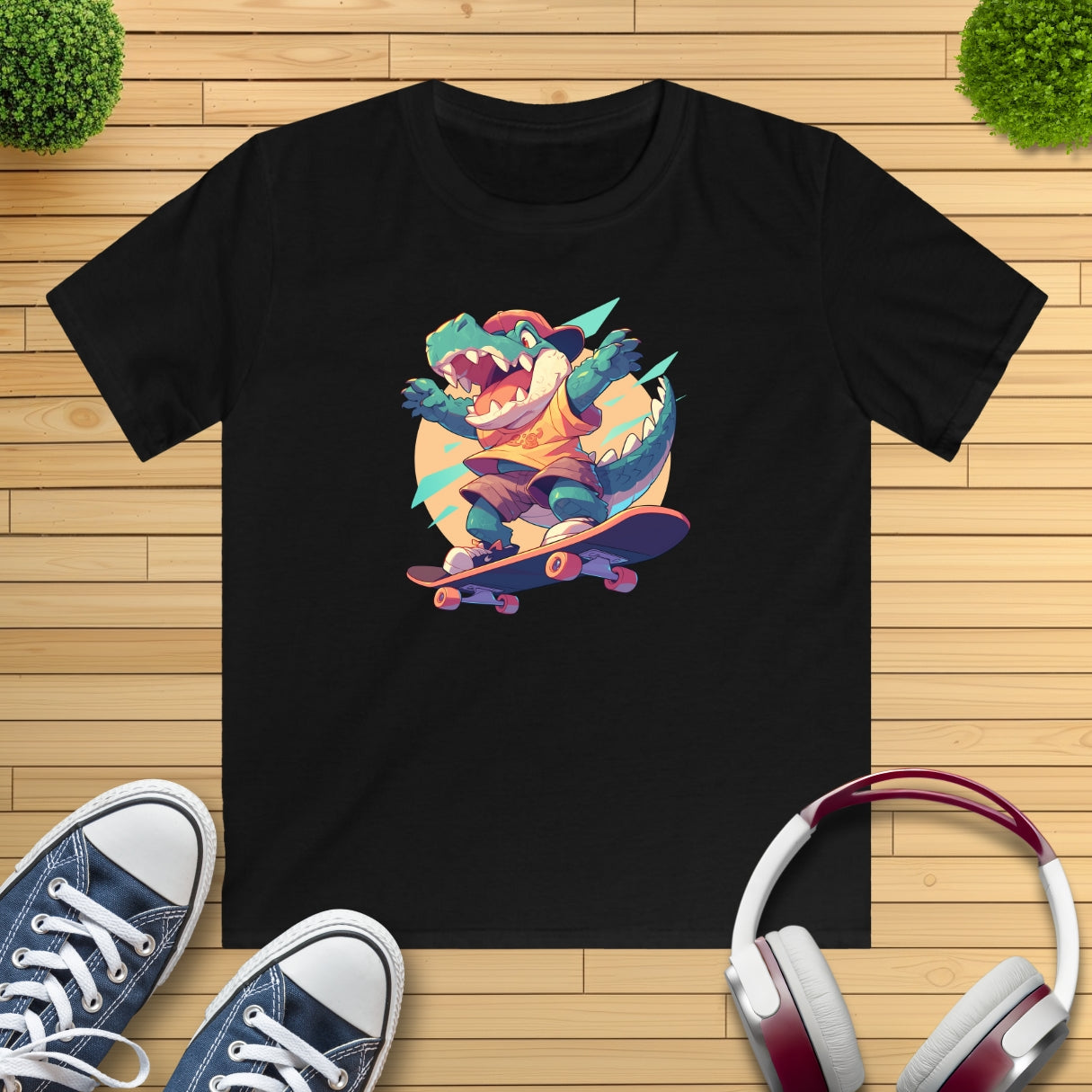 Skateboard Krokodil yay Kinder T-Shirt