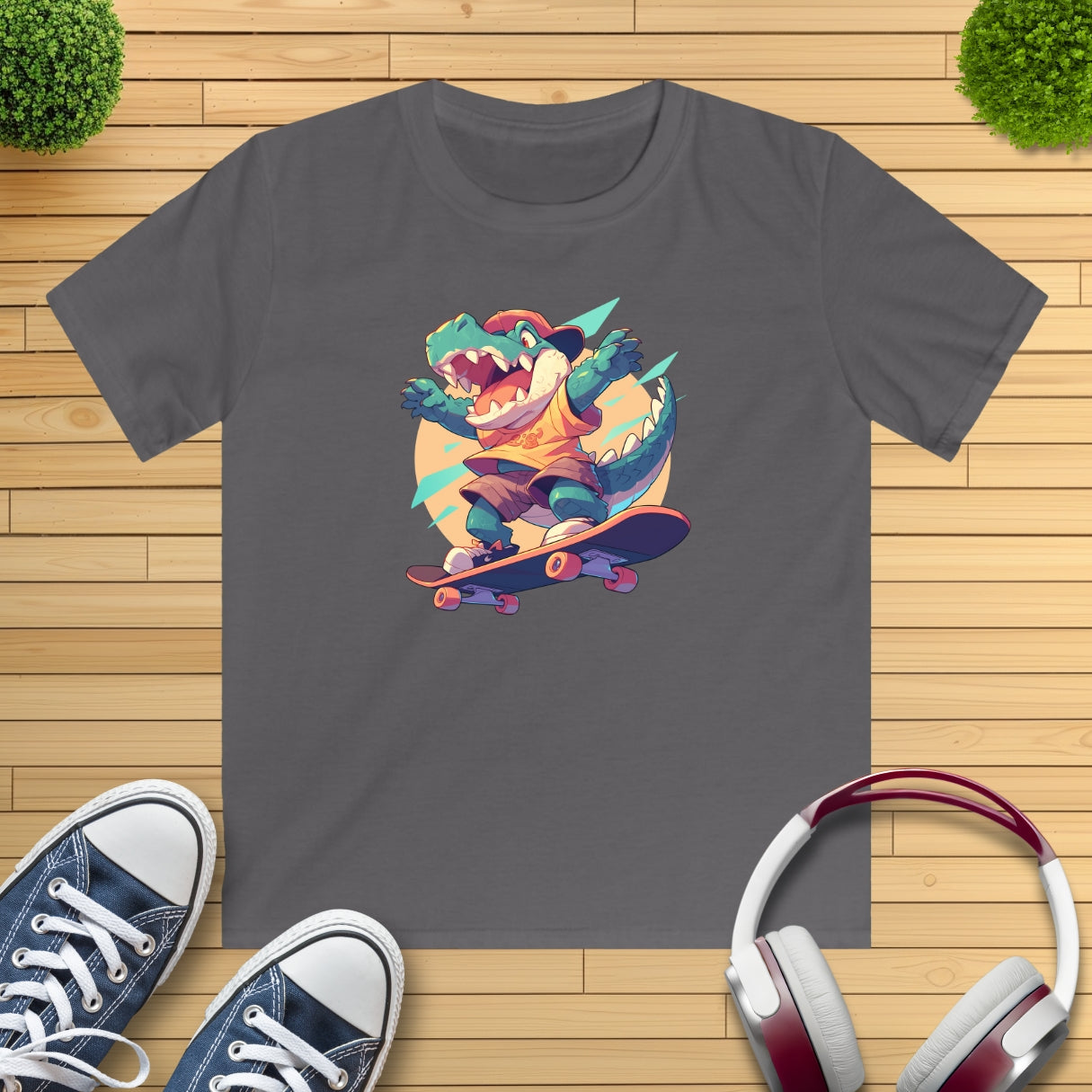 Skateboard Krokodil yay Kinder T-Shirt