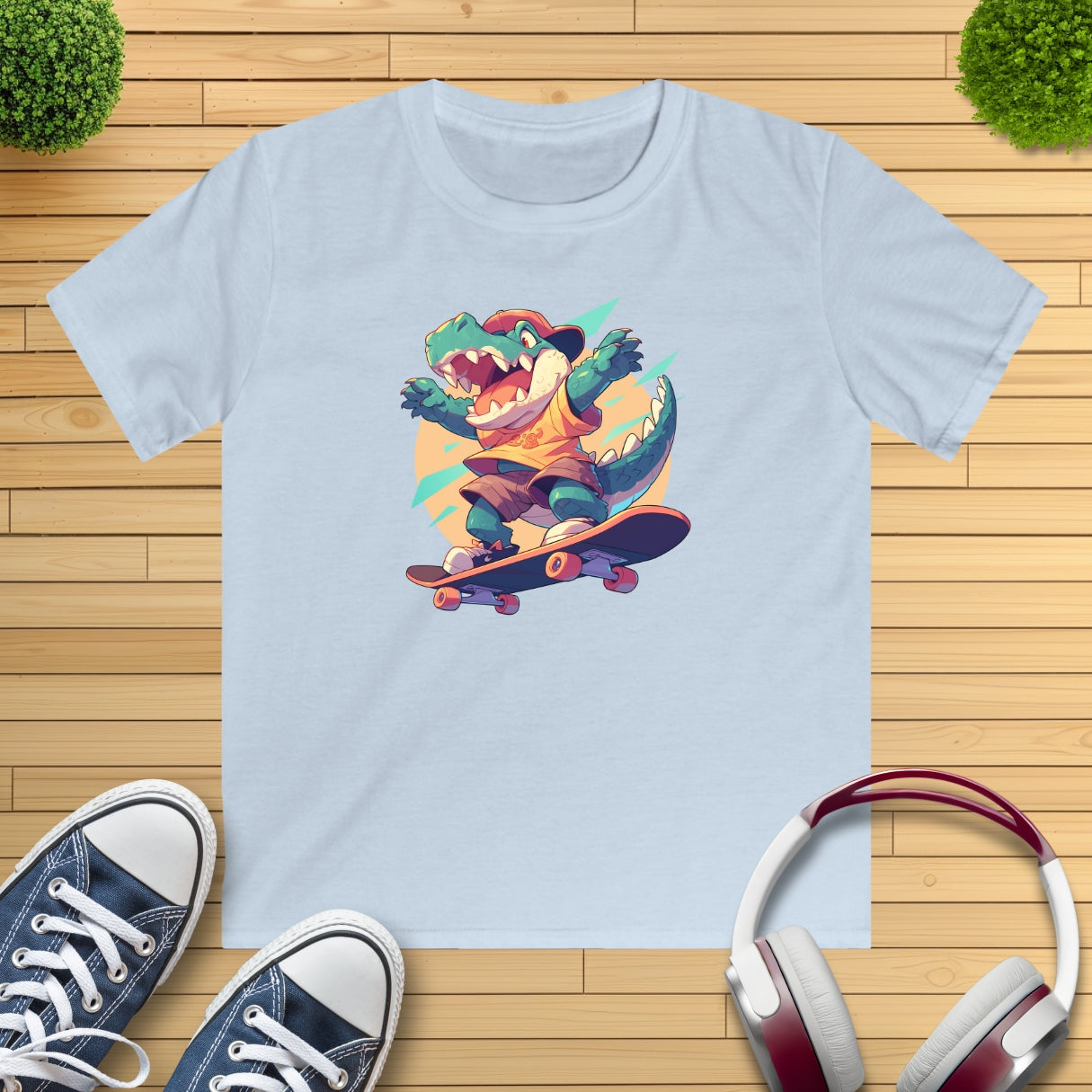 Skateboard Krokodil yay Kinder T-Shirt