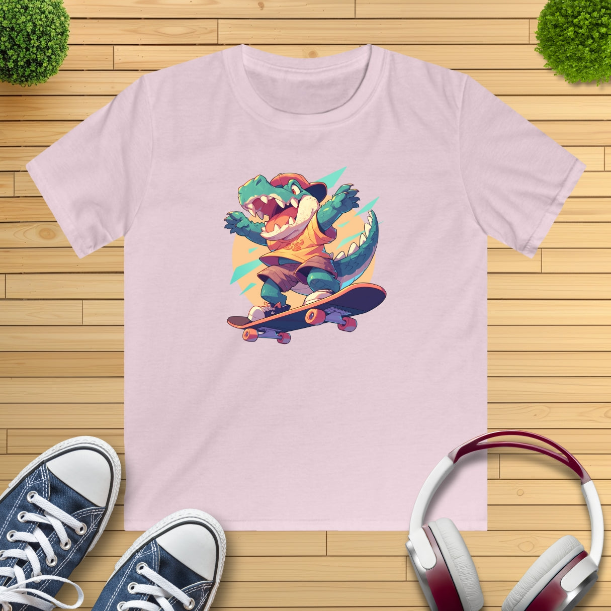 Skateboard Krokodil yay Kinder T-Shirt