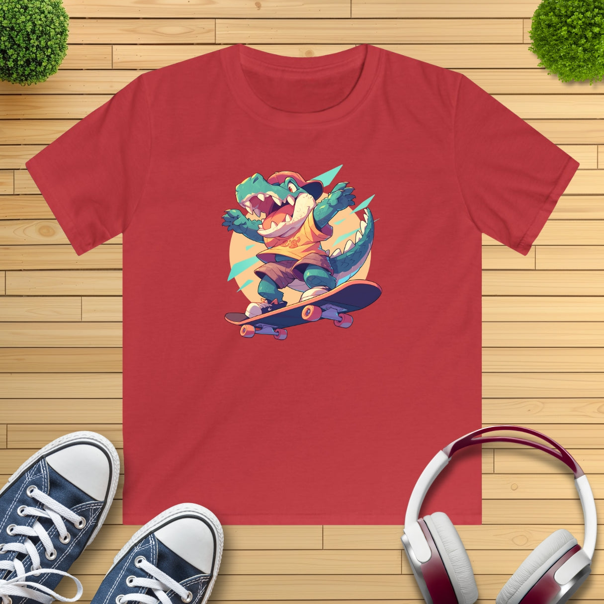 Skateboard Krokodil yay Kinder T-Shirt