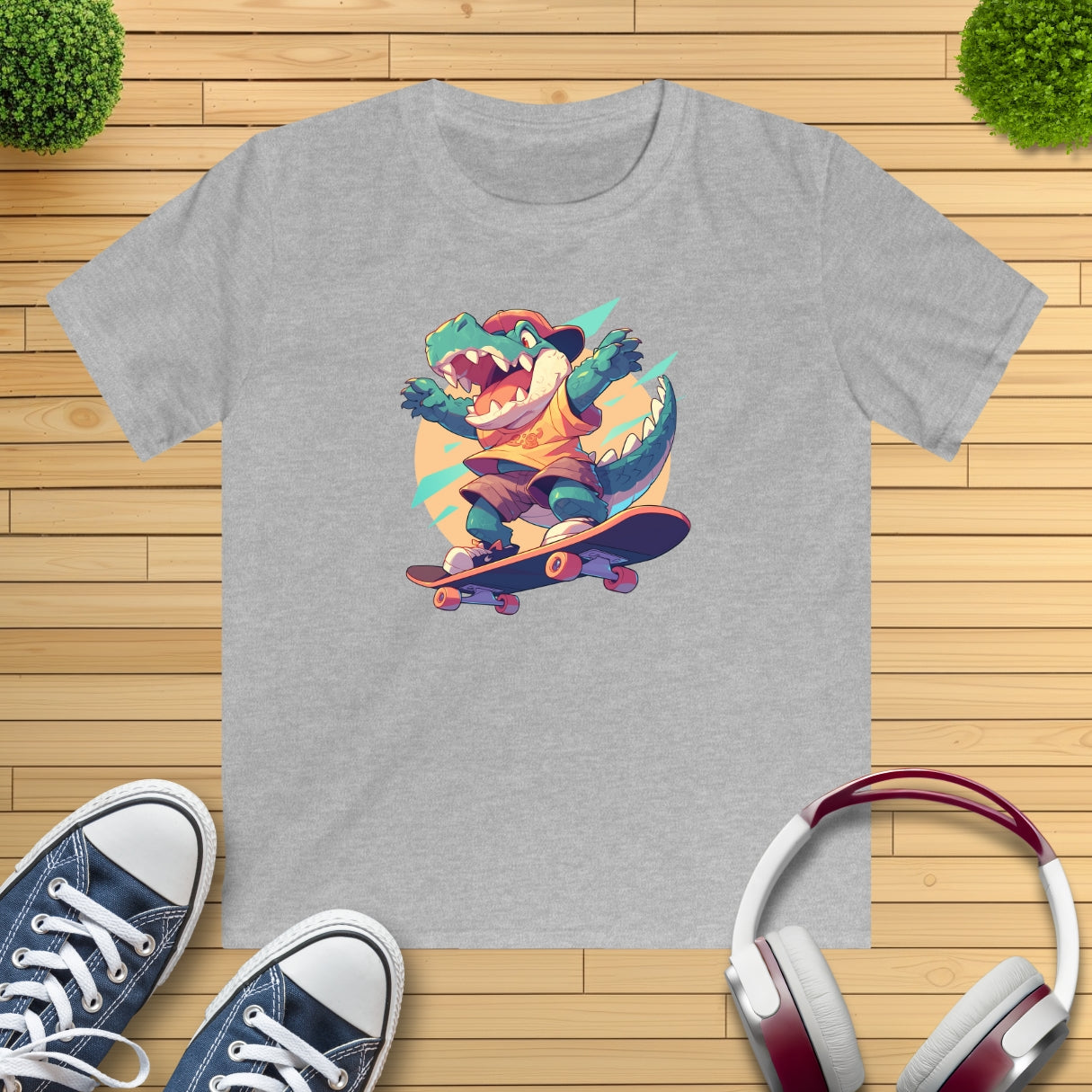 Skateboard Krokodil yay Kinder T-Shirt