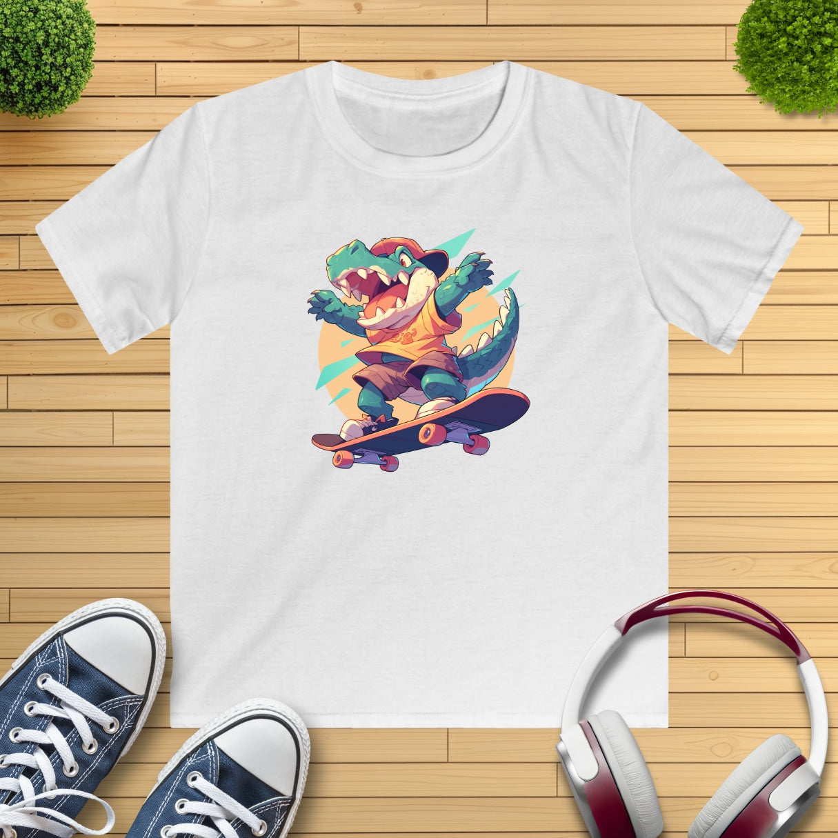 Skateboard Krokodil yay Kinder T-Shirt