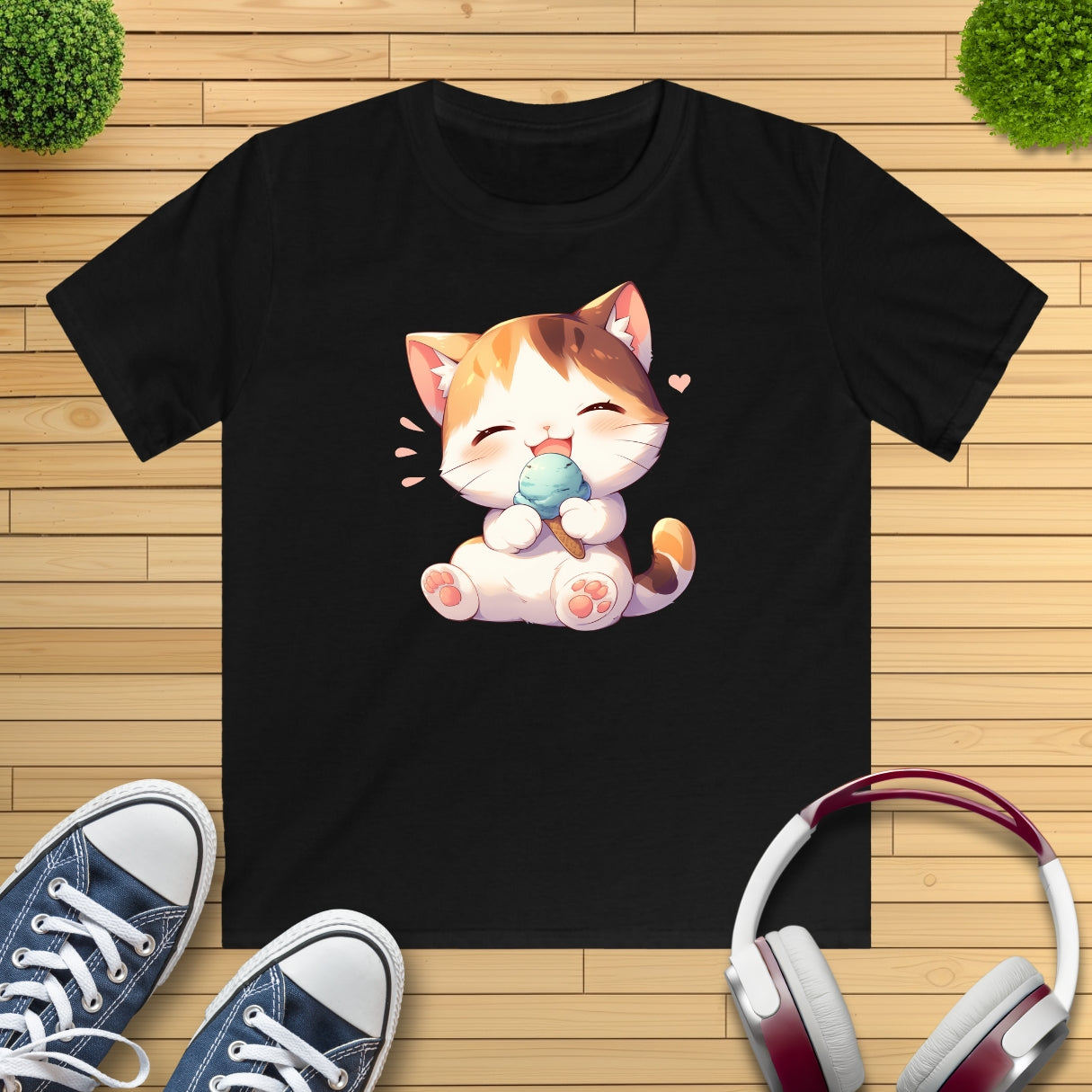 Waffeleis Katze Kinder T-Shirt