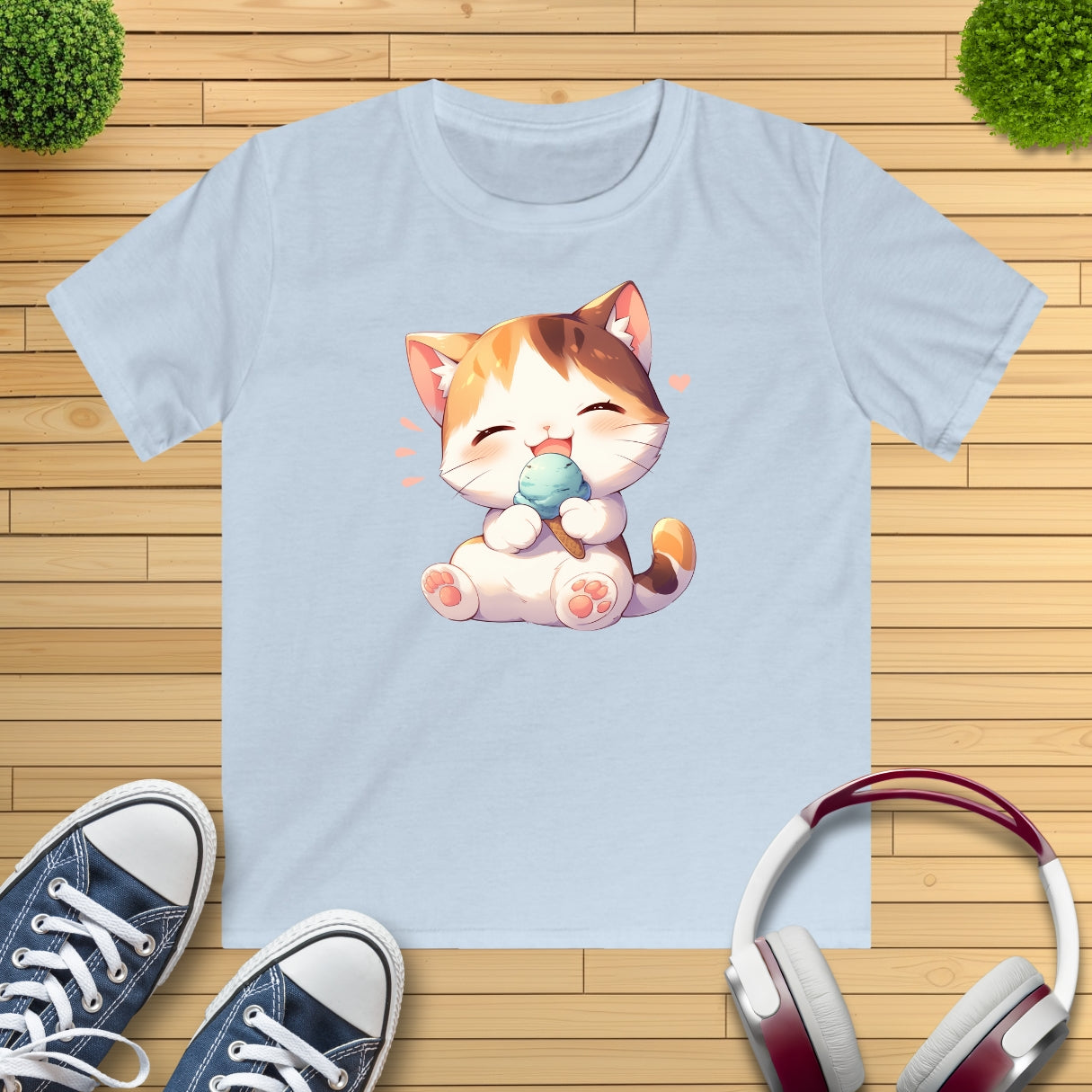 Waffeleis Katze Kinder T-Shirt