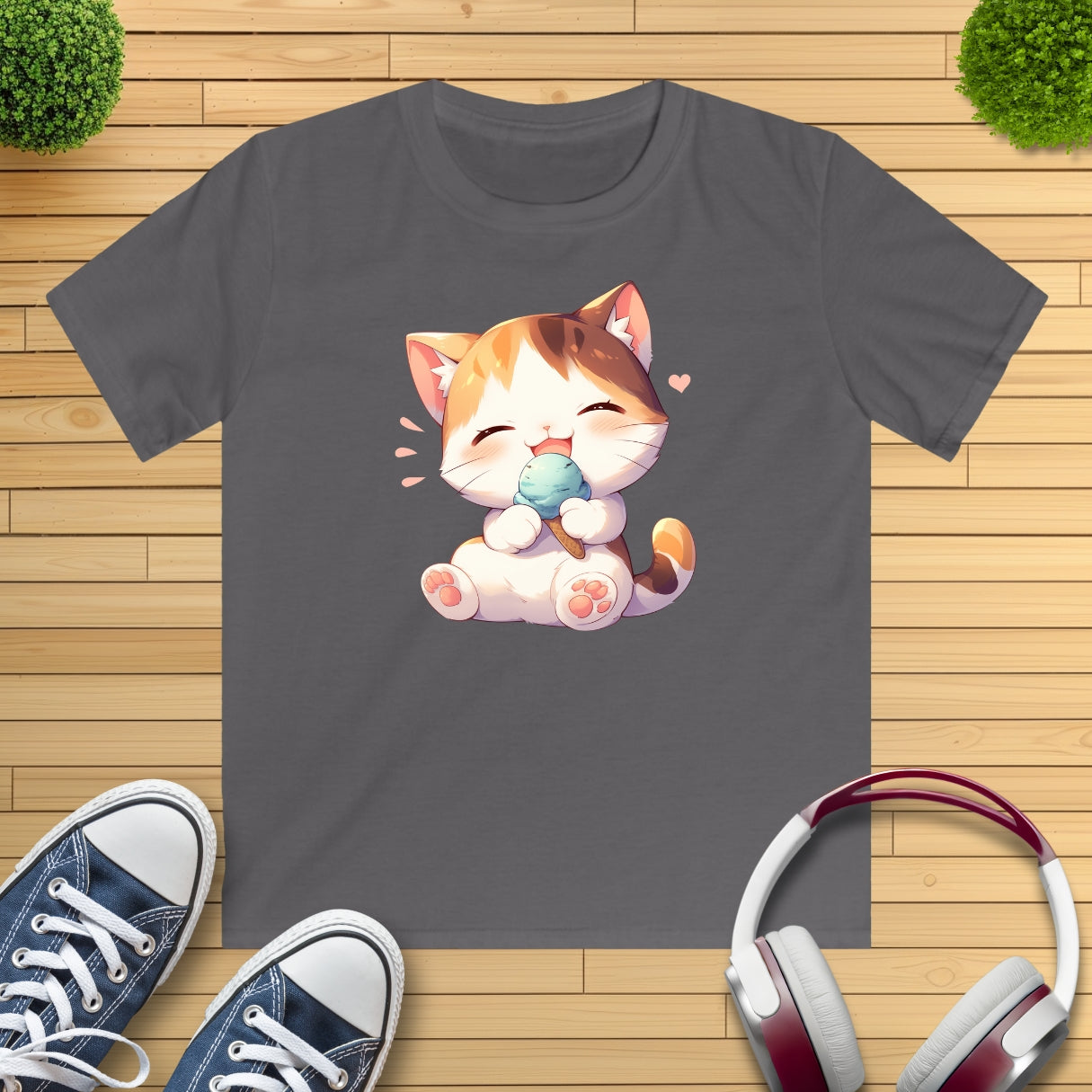 Waffeleis Katze Kinder T-Shirt