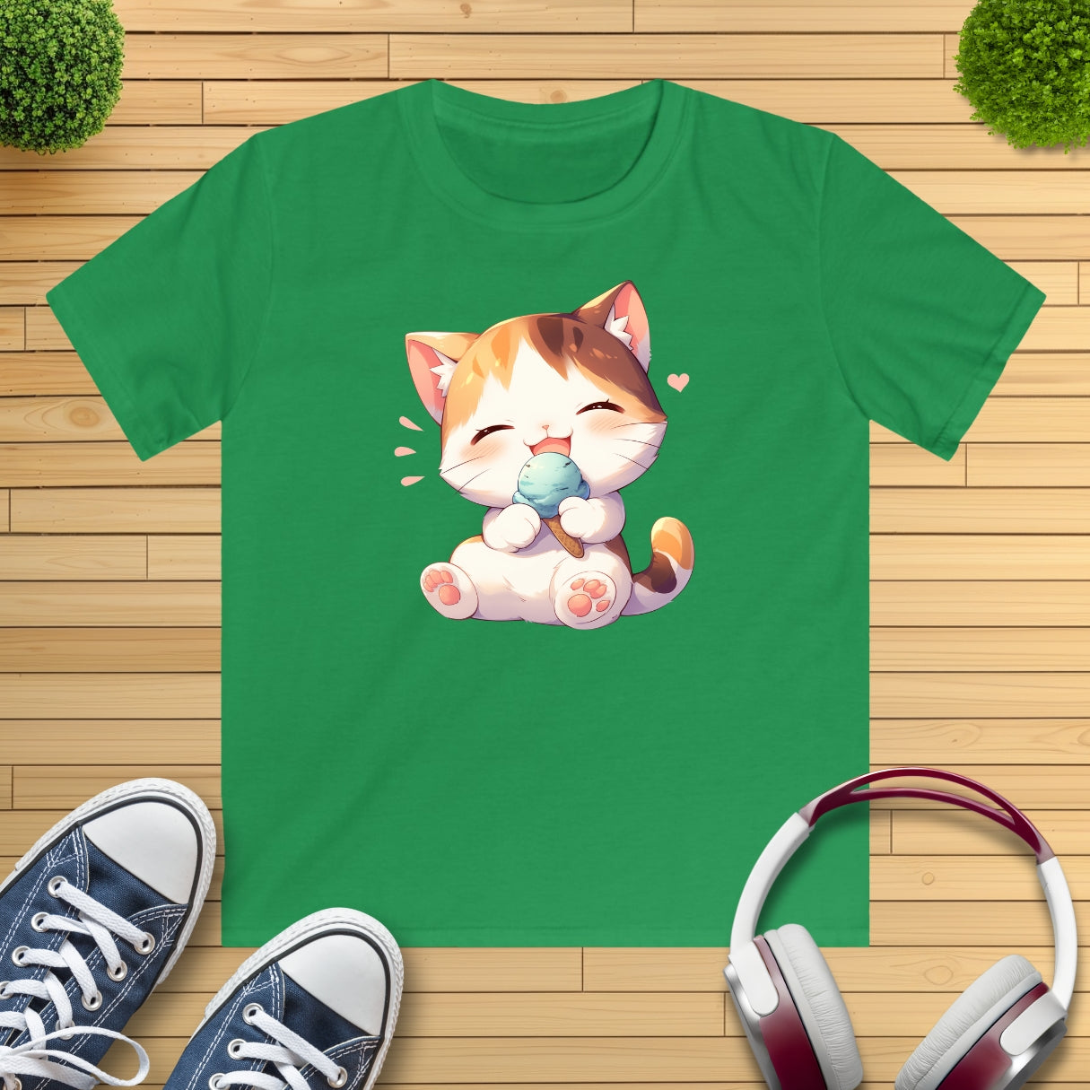 Waffeleis Katze Kinder T-Shirt