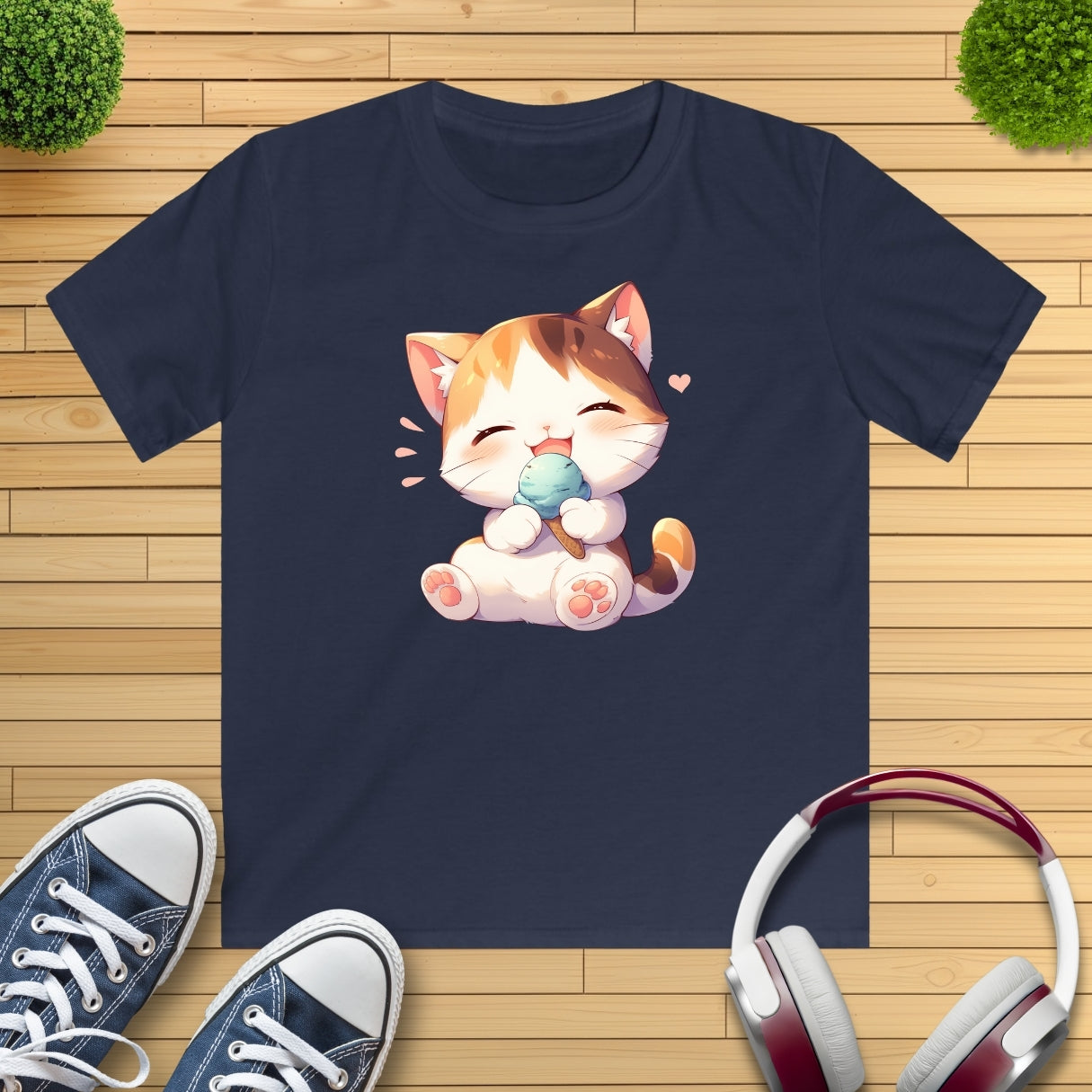 Waffeleis Katze Kinder T-Shirt