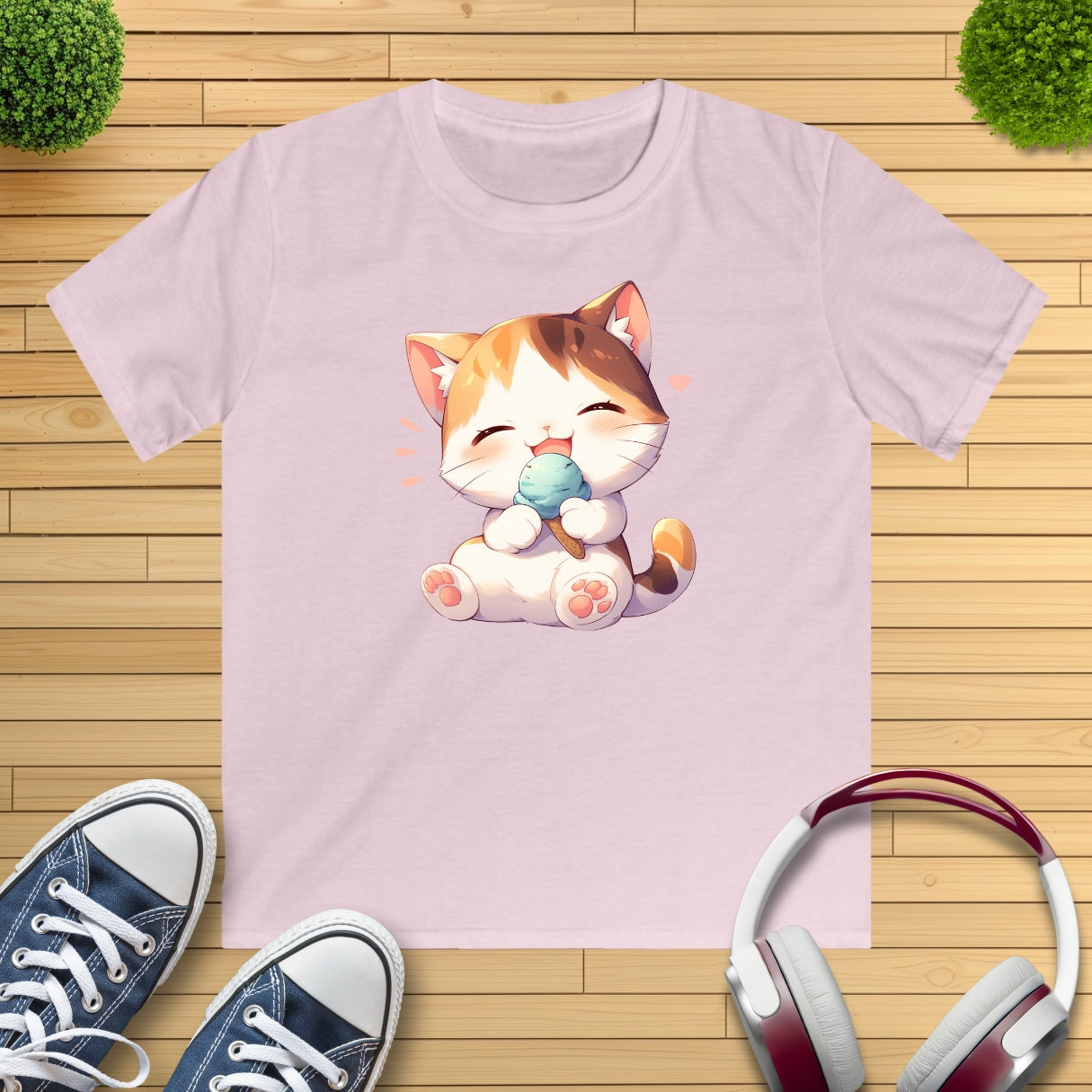 Waffeleis Katze Kinder T-Shirt