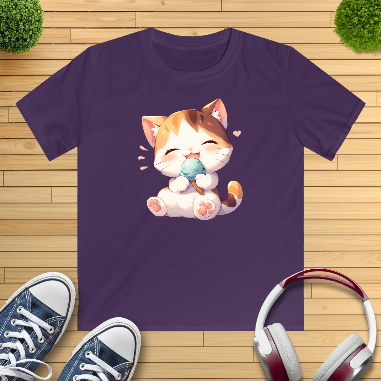 Waffeleis Katze Kinder T-Shirt