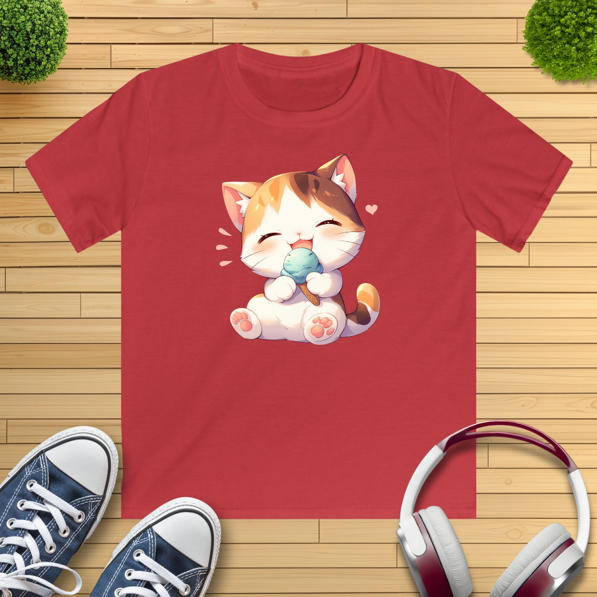 Waffeleis Katze Kinder T-Shirt