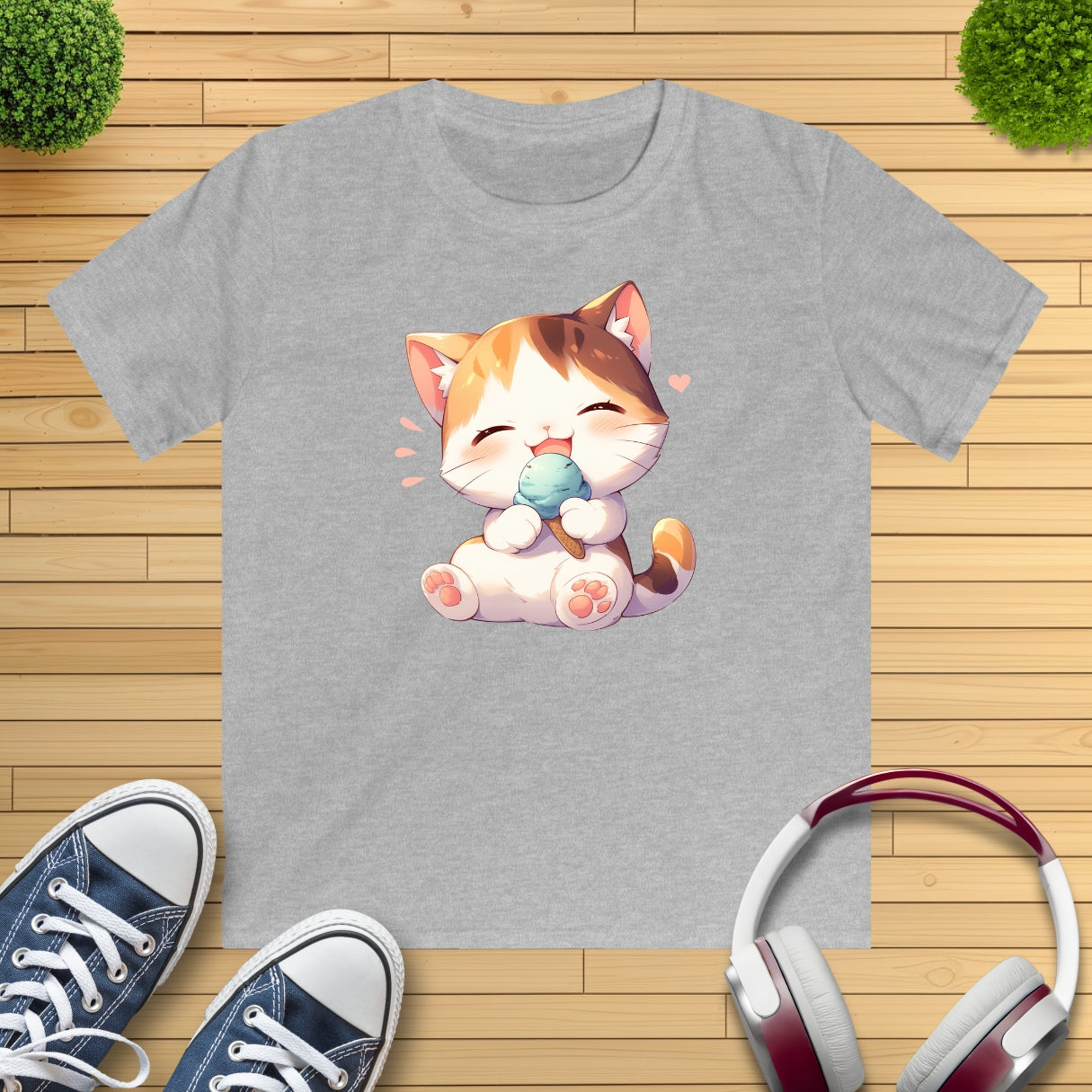 Waffeleis Katze Kinder T-Shirt