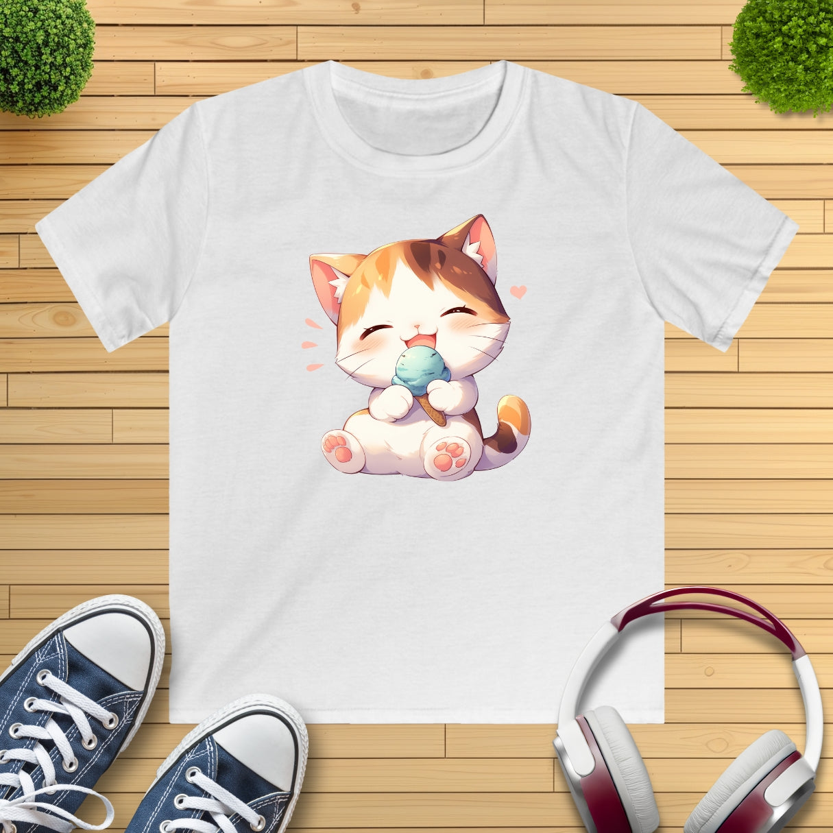 Waffeleis Katze Kinder T-Shirt