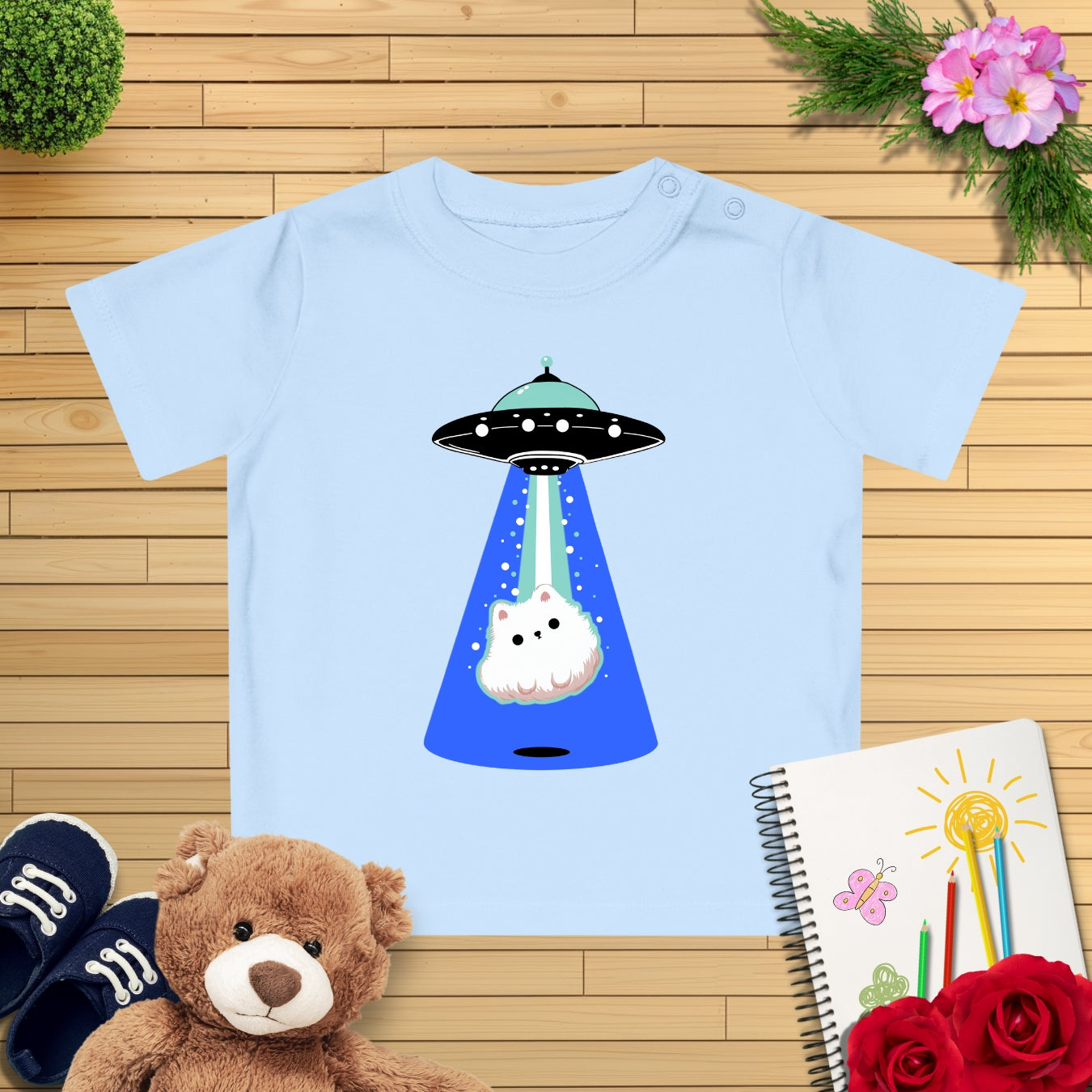 Ufo Blue Beam Hund Baby T-Shirt