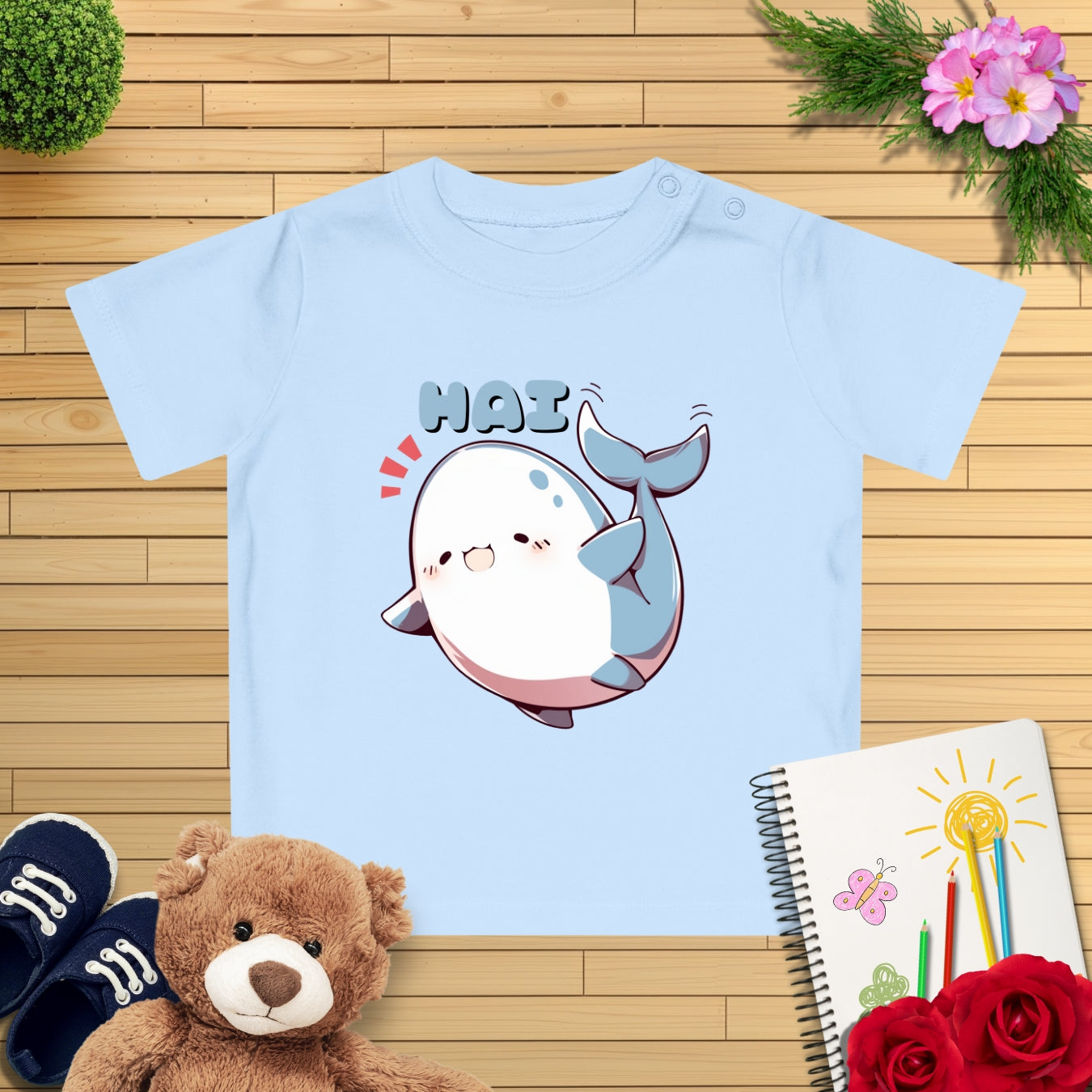 Kawaii winkender HAI Baby T-Shirt