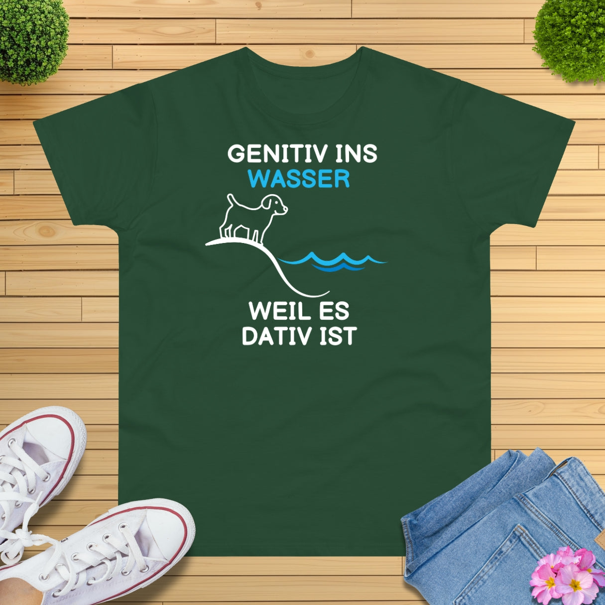 Genitiv ins Wasser Grammatik Witz T-Shirt