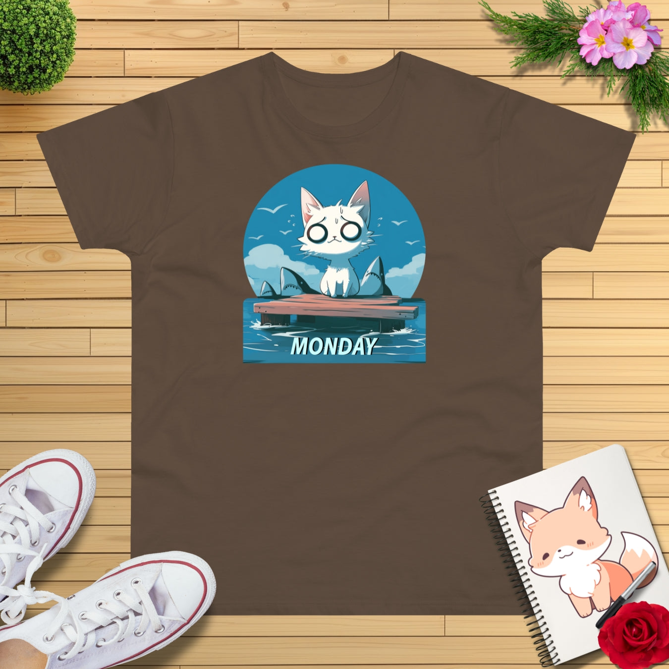 Monday Kitten mit Haien T-shirt