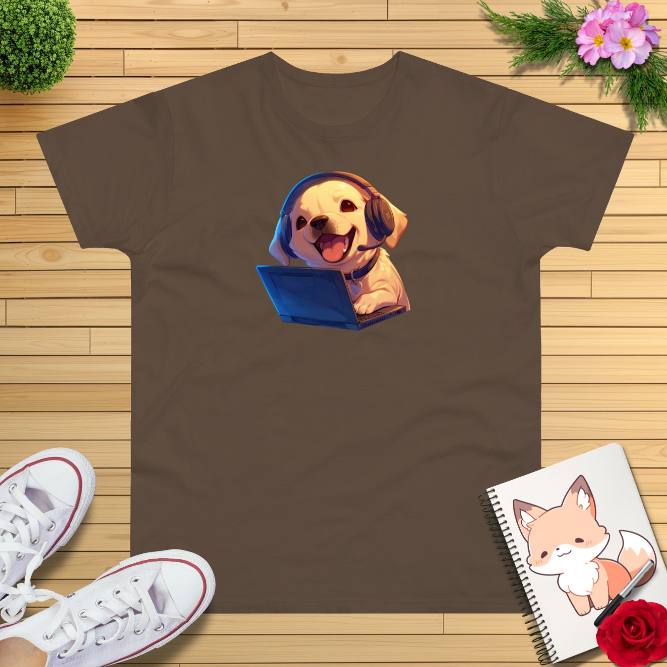 Kawaii Labrador am Laptop T-Shirt