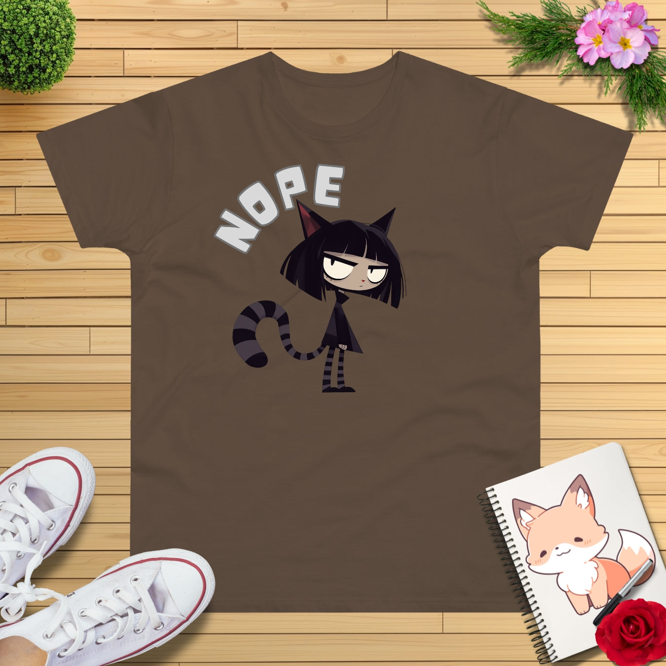 Manga Cat-Teen Nope T-Shirt